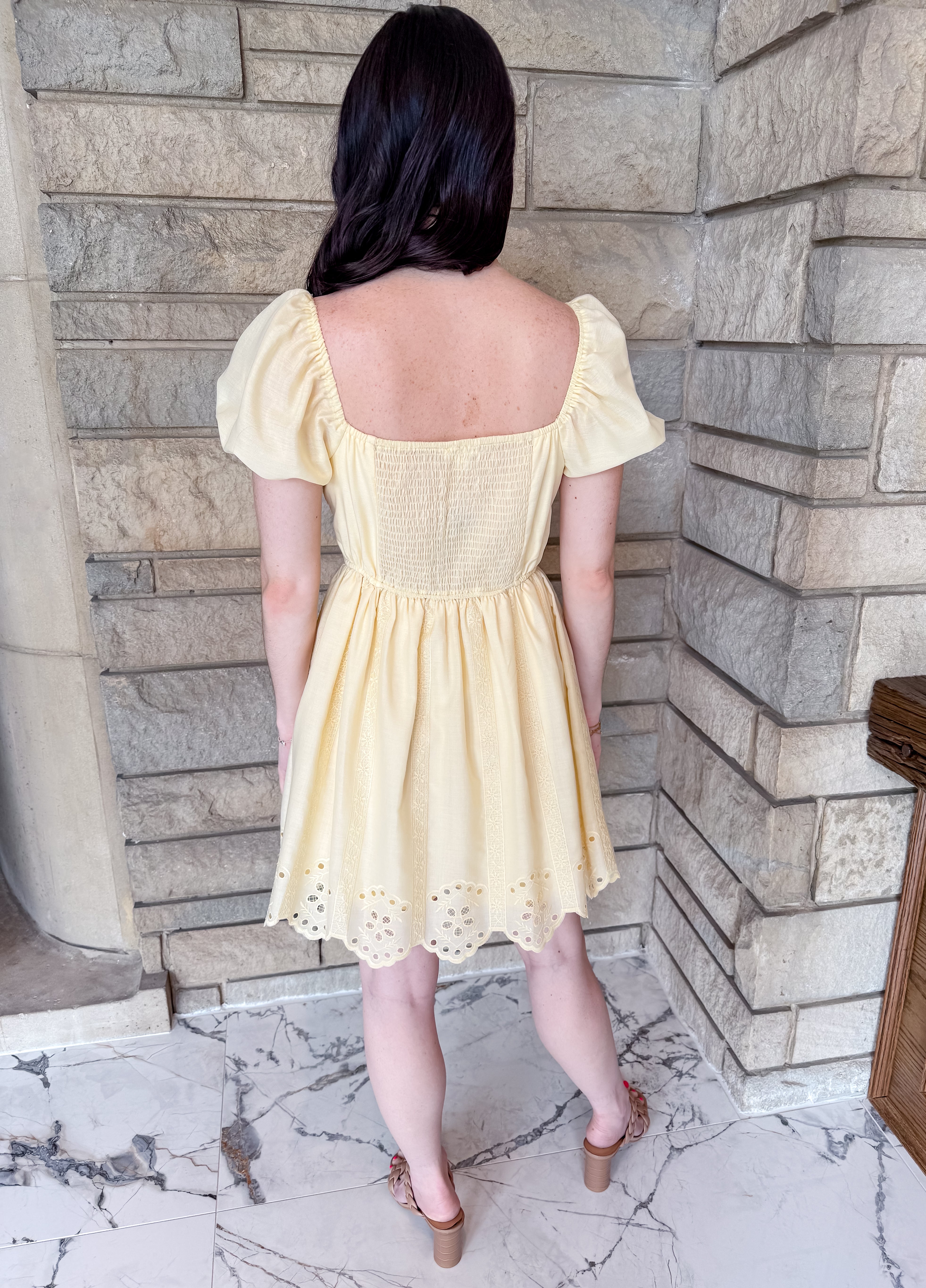 Eliana Eyelet Scallop Hem Dress