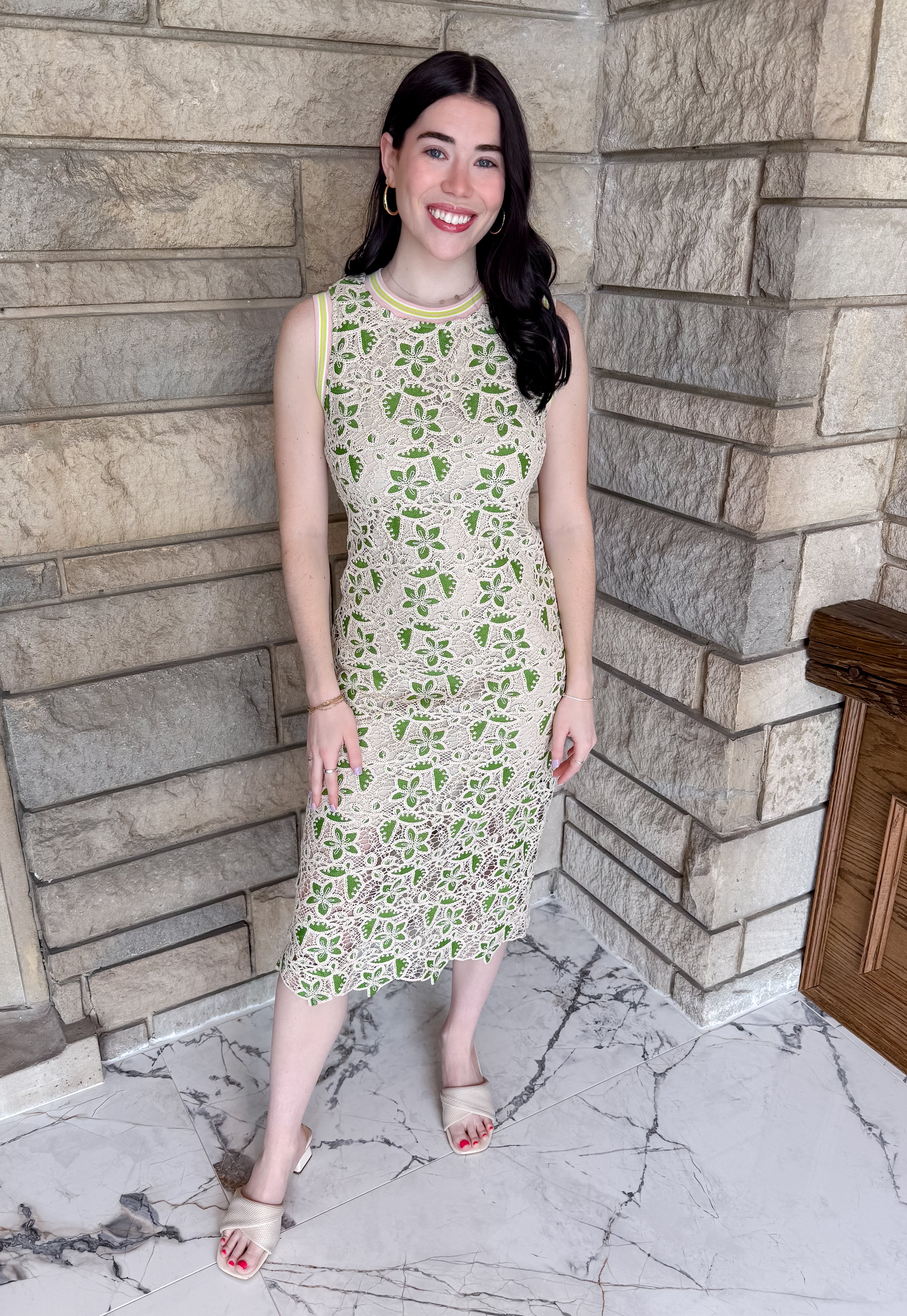 Melanie Floral Crochet Midi Dress FINAL SALE