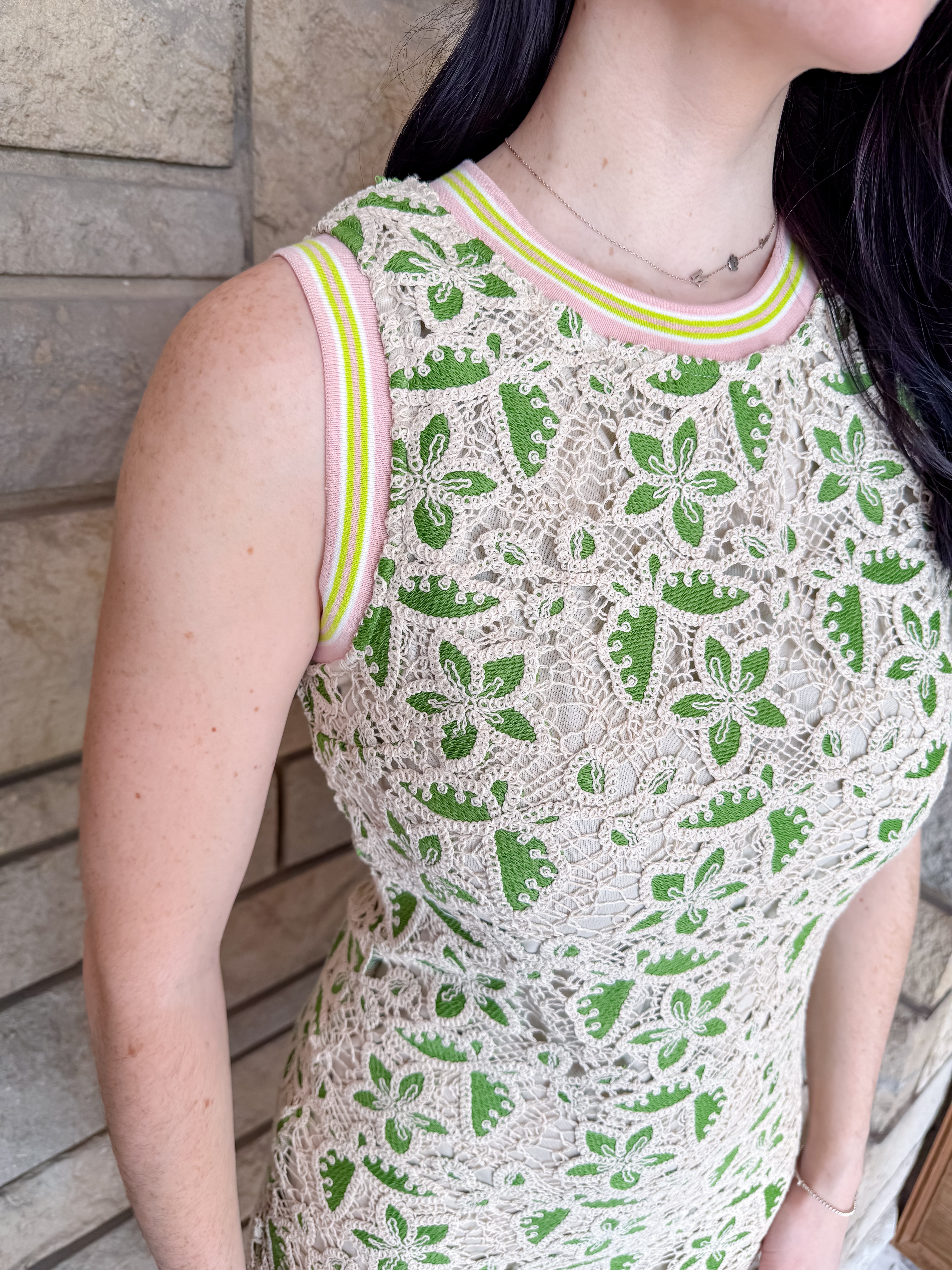 Melanie Floral Crochet Midi Dress