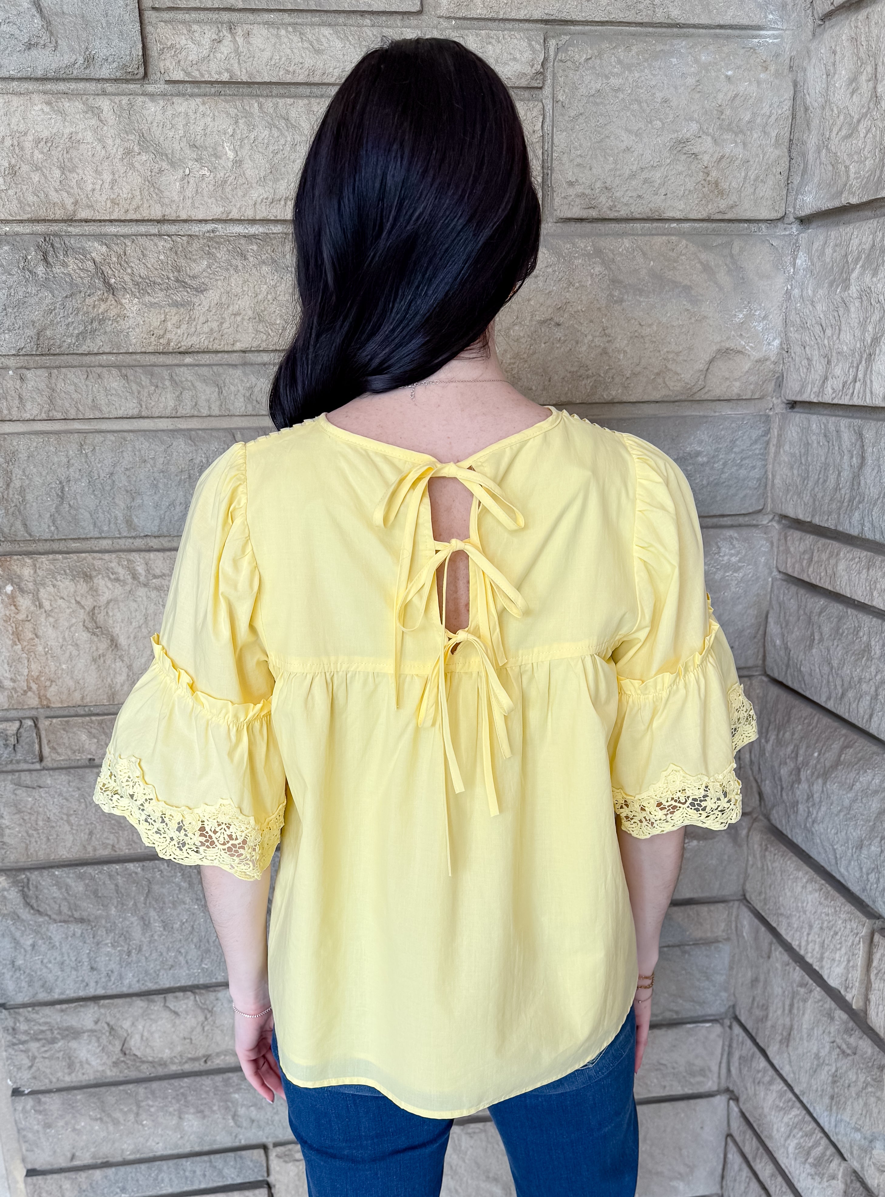 Finley Pintuck Lace Sleeve Top