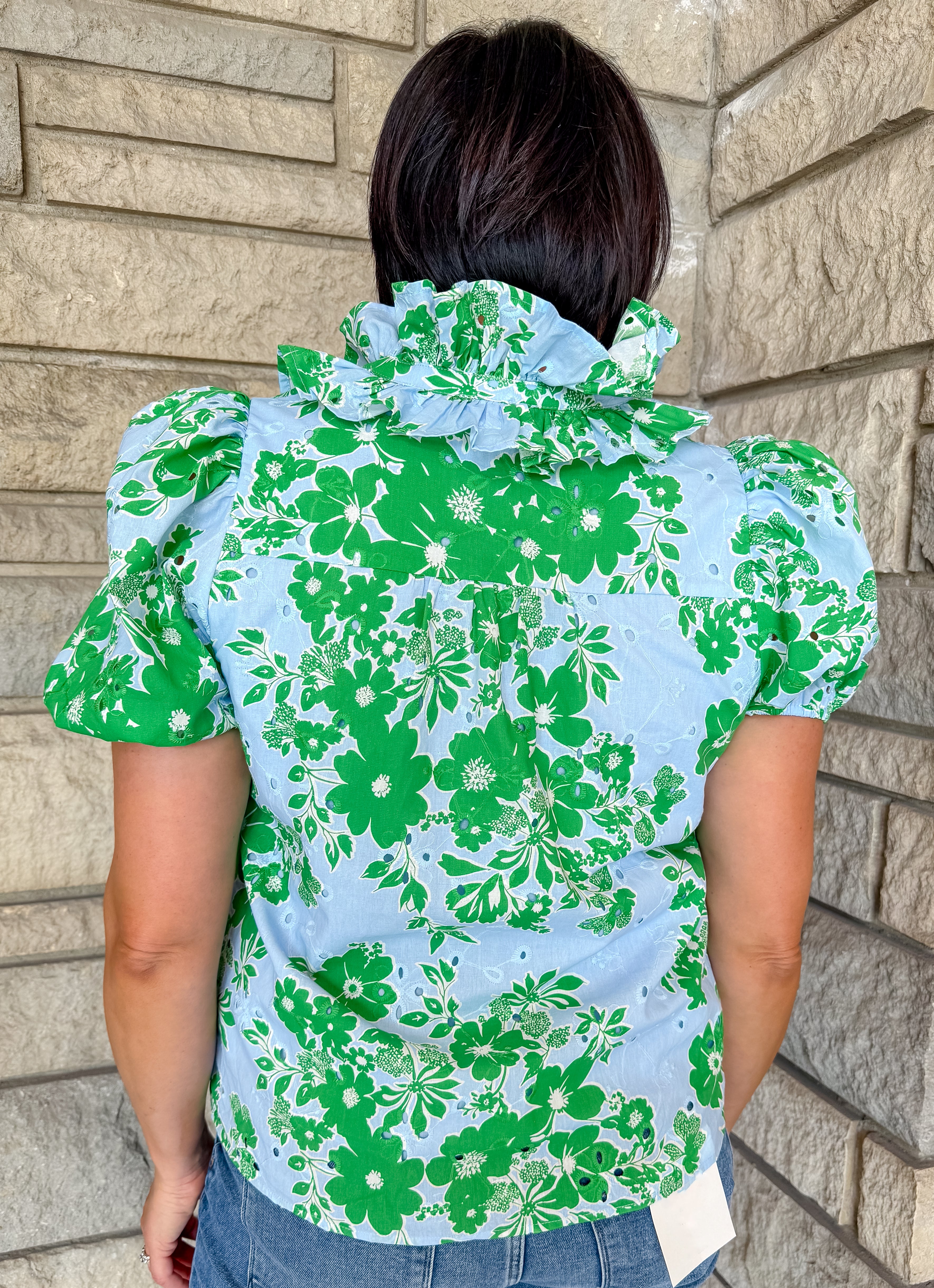 Fiora Floral Eyelet Ruffle Top