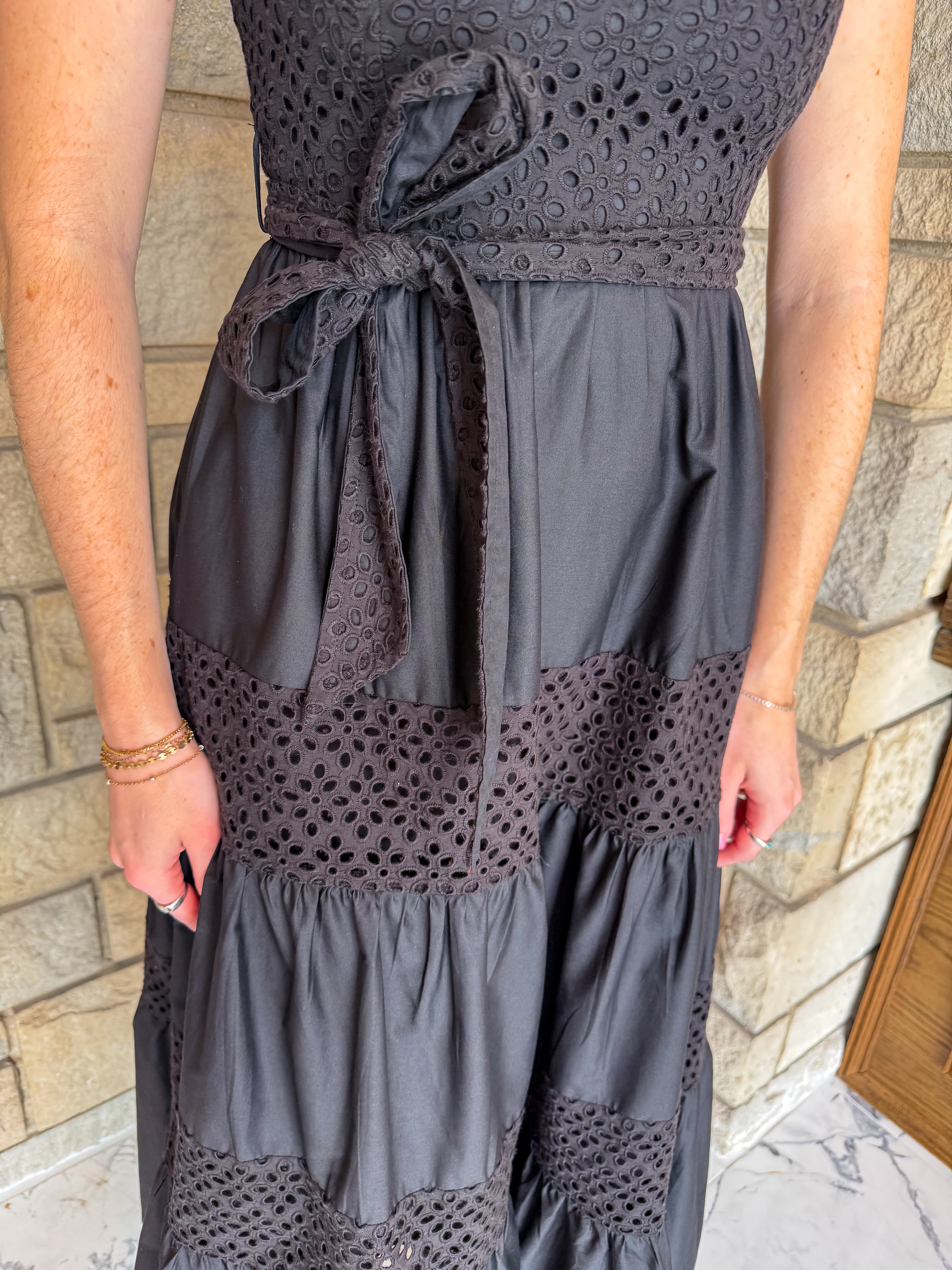 Cleo Eyelet Belt Dress