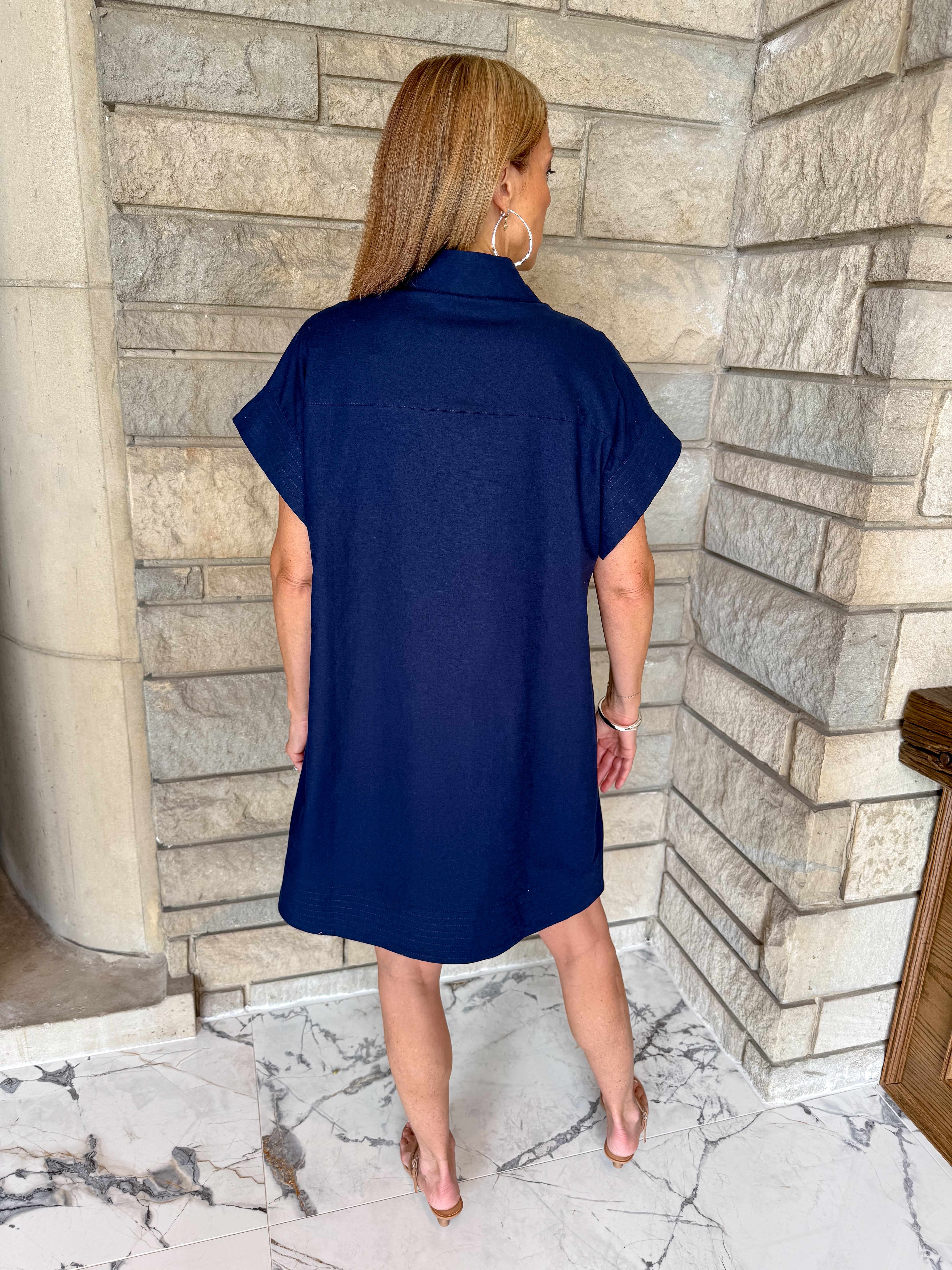 Katy Mock Neck Button Dress