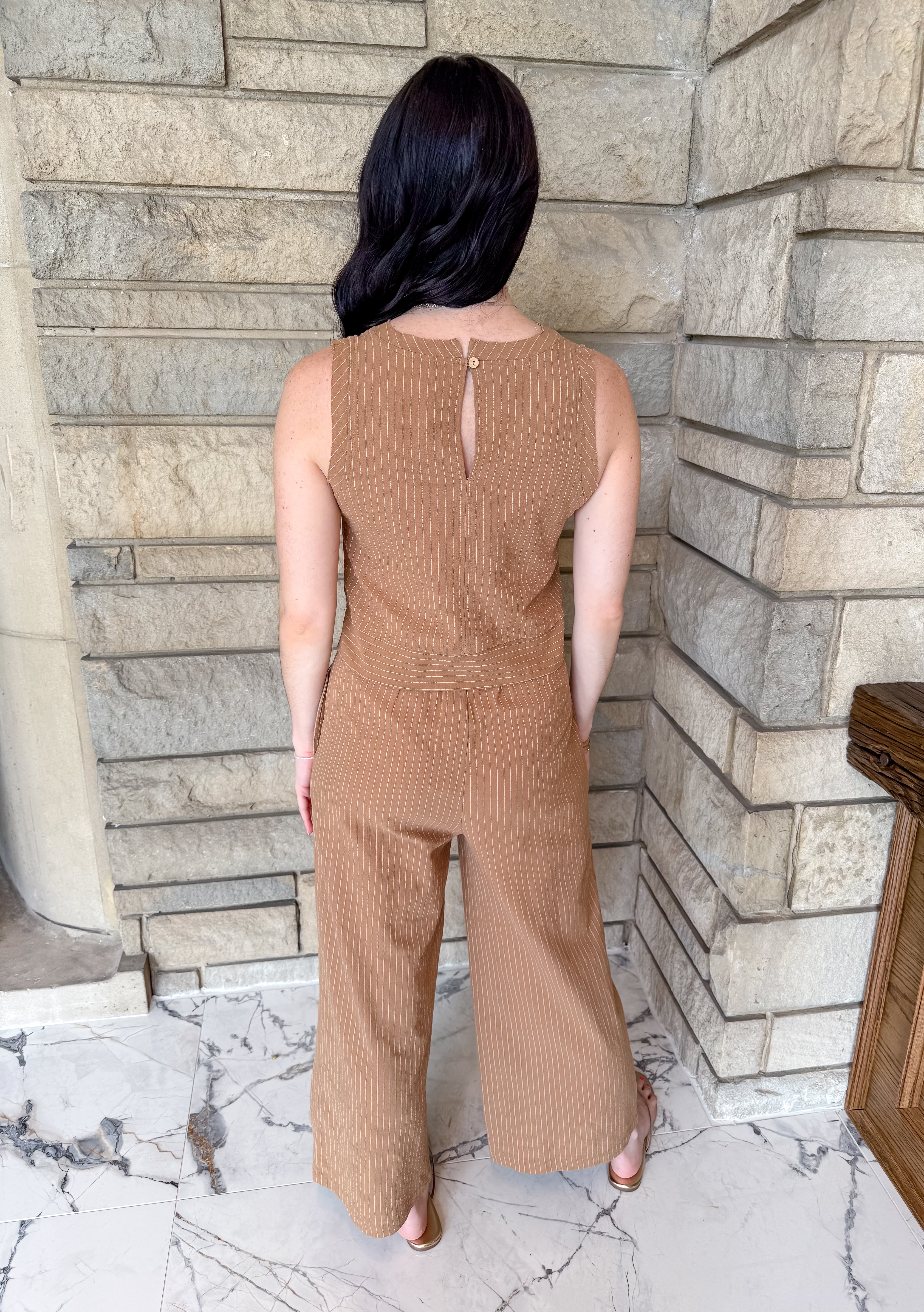 Kiera Pinstripe Sleeveless Pant Set