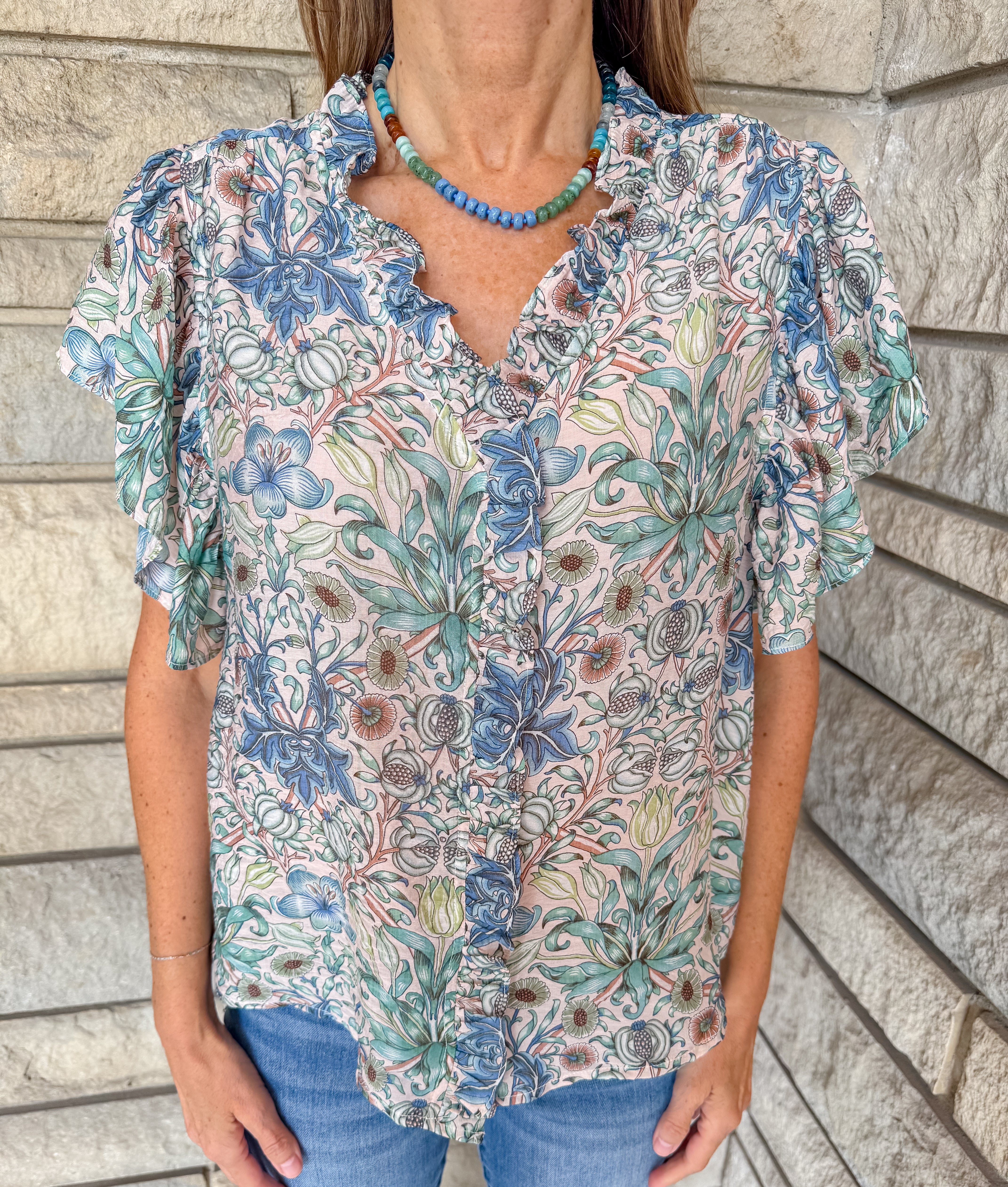 Eliora Watercolor Floral Flutter Top