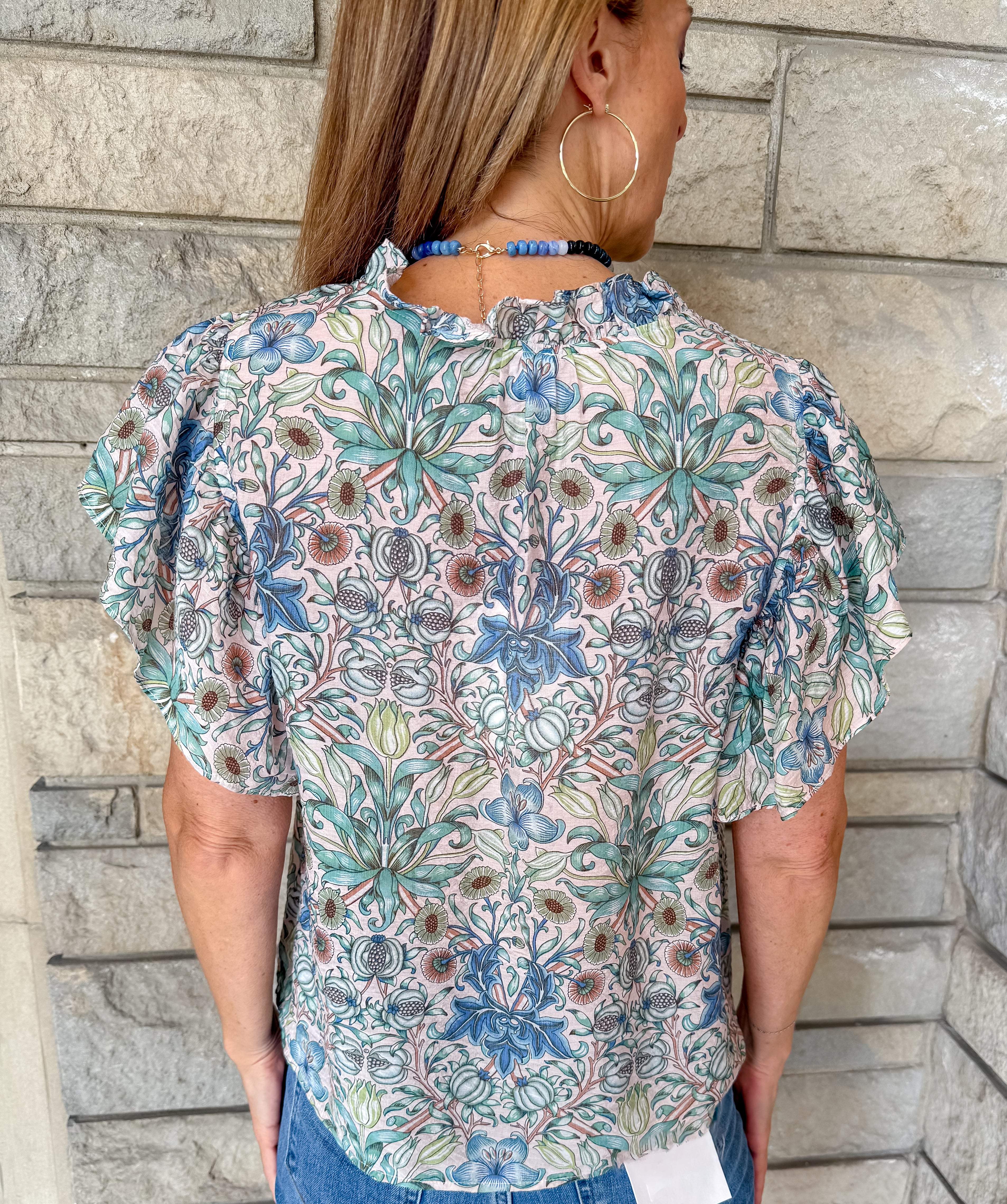 Eliora Watercolor Floral Flutter Top