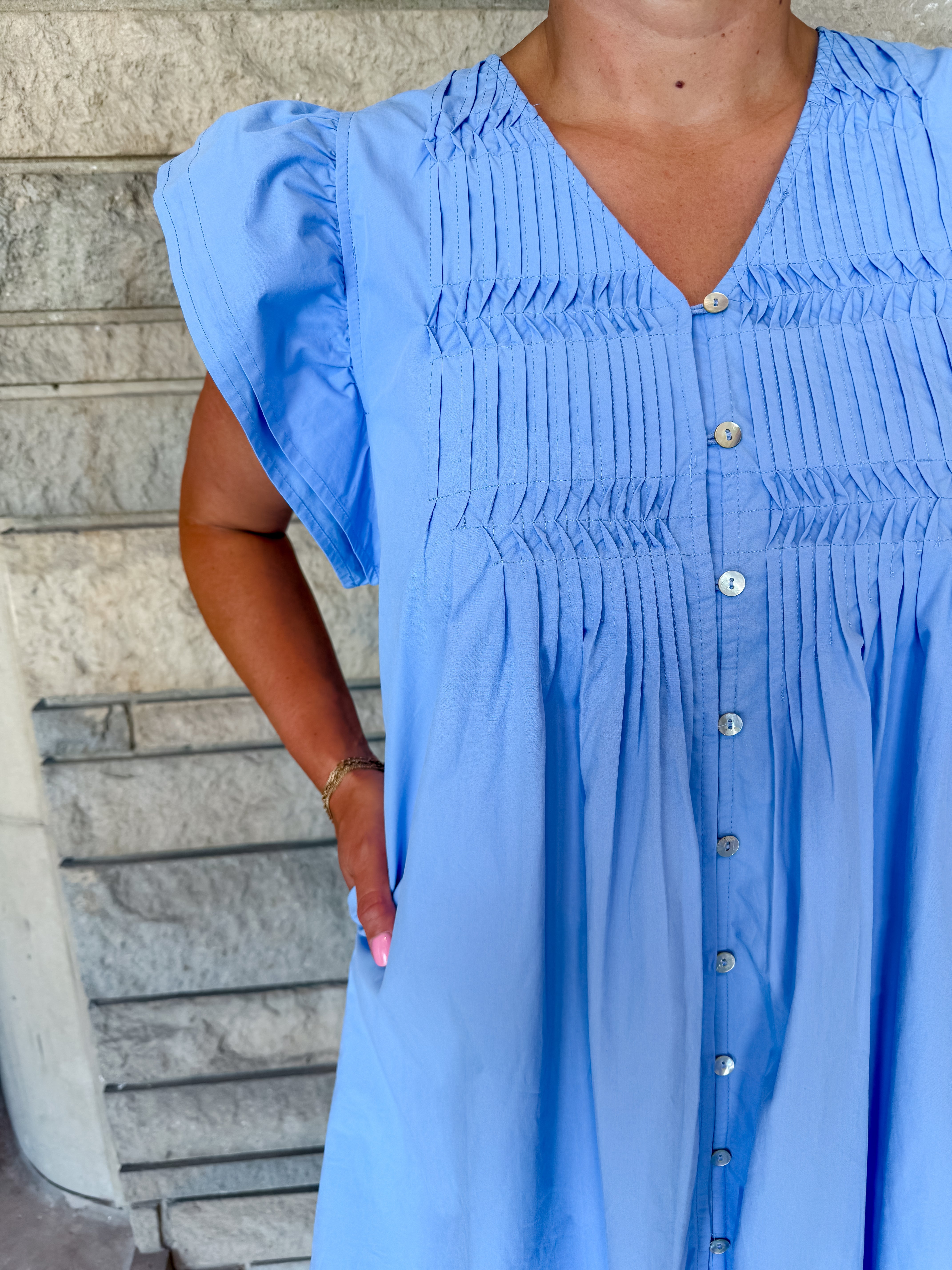 Farrah Pintuck Flutter Dress