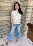 white crochet lace and mesh sleeveless top