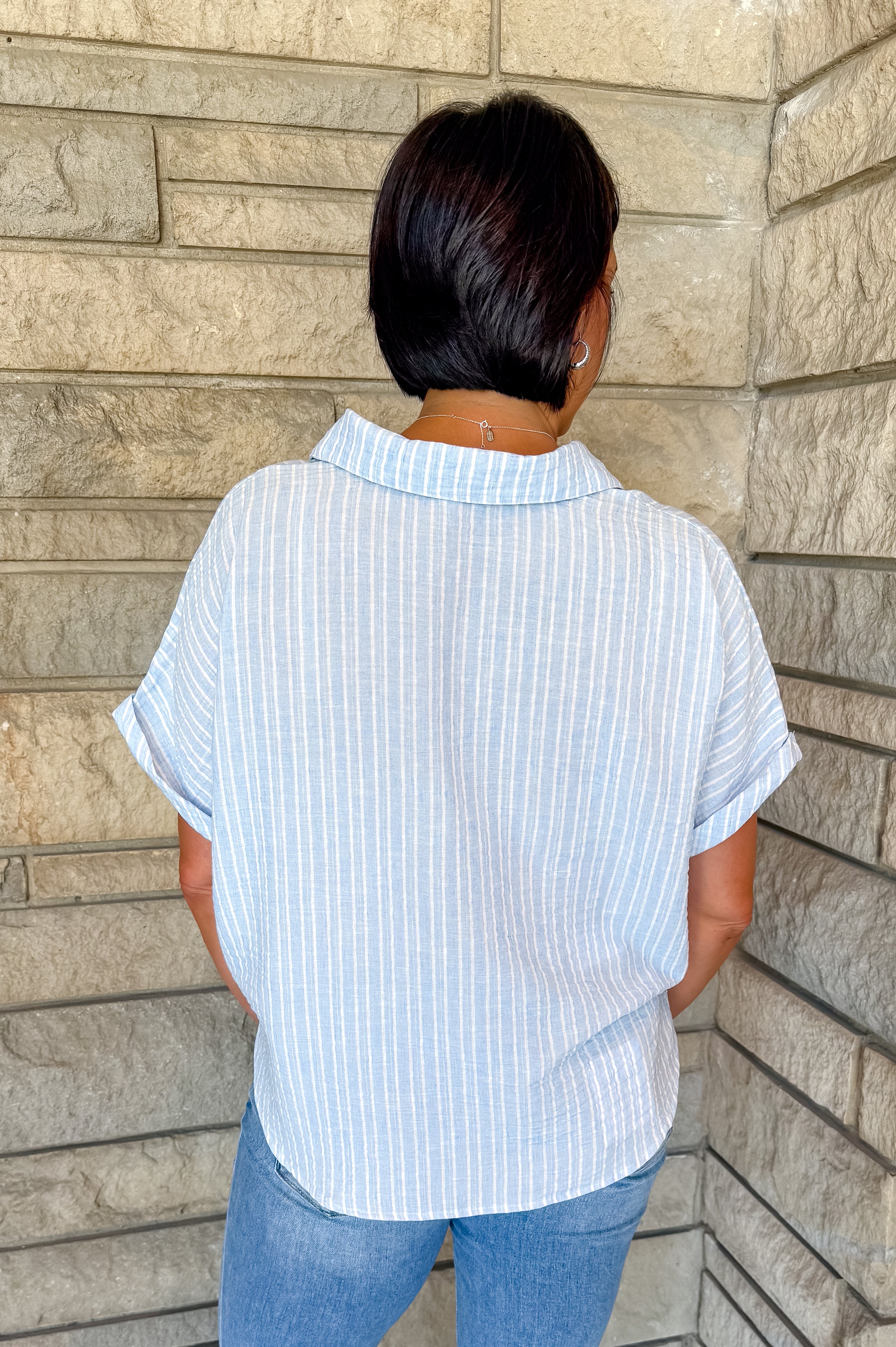 Blanche Striped Button Tie Front Shirt