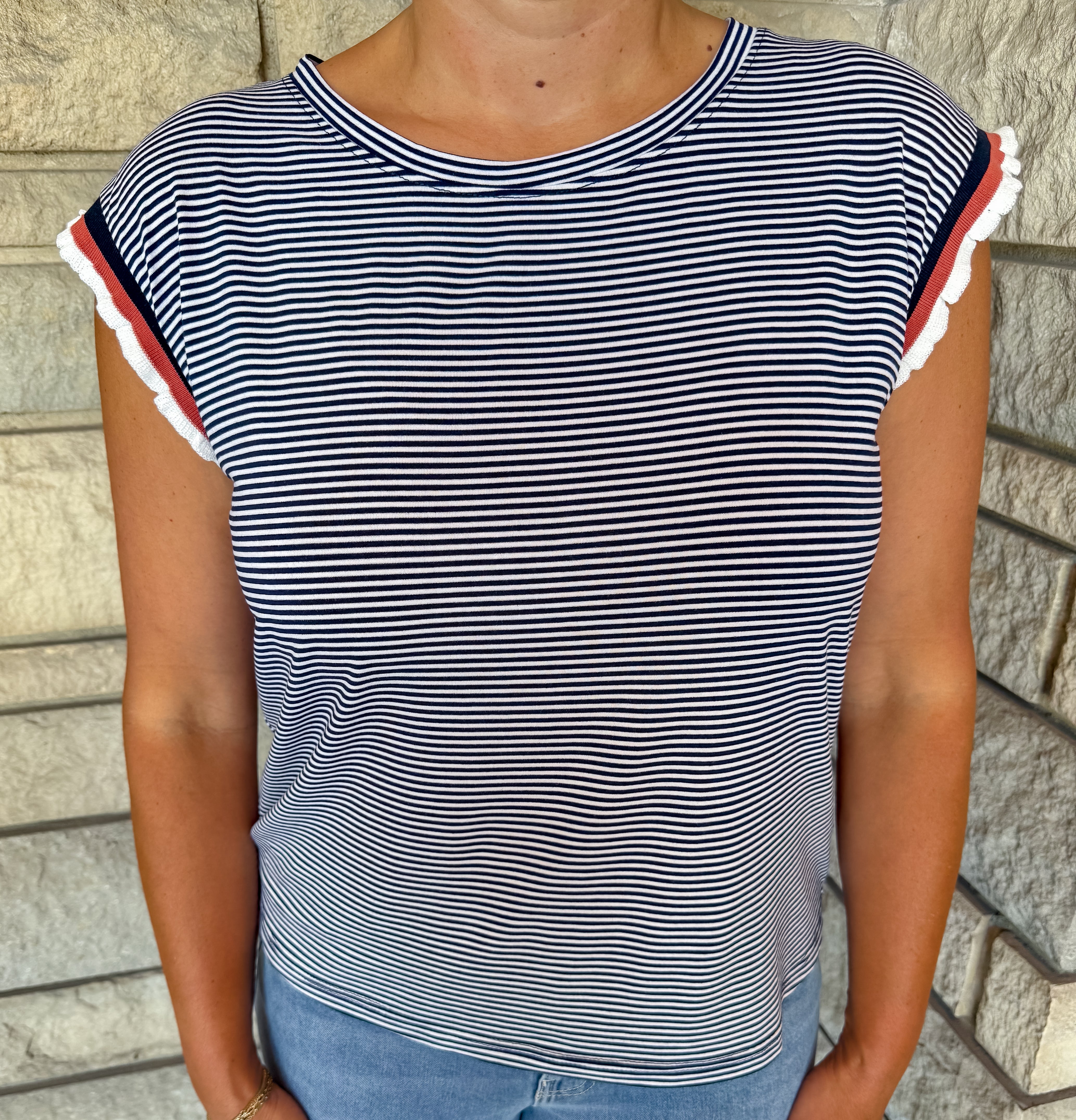 Kiki Contrast Cap Striped Tee
