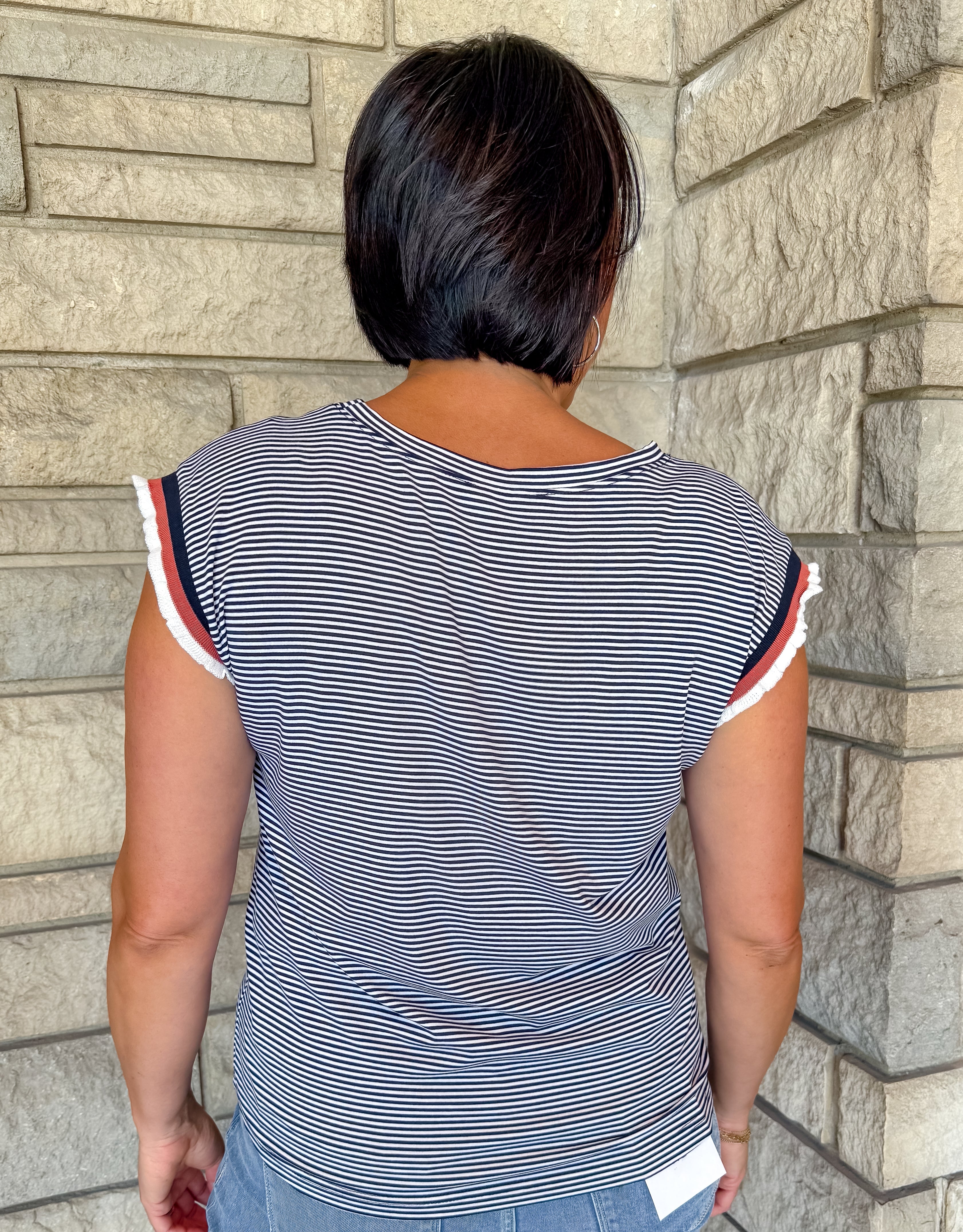 Kiki Contrast Cap Striped Tee