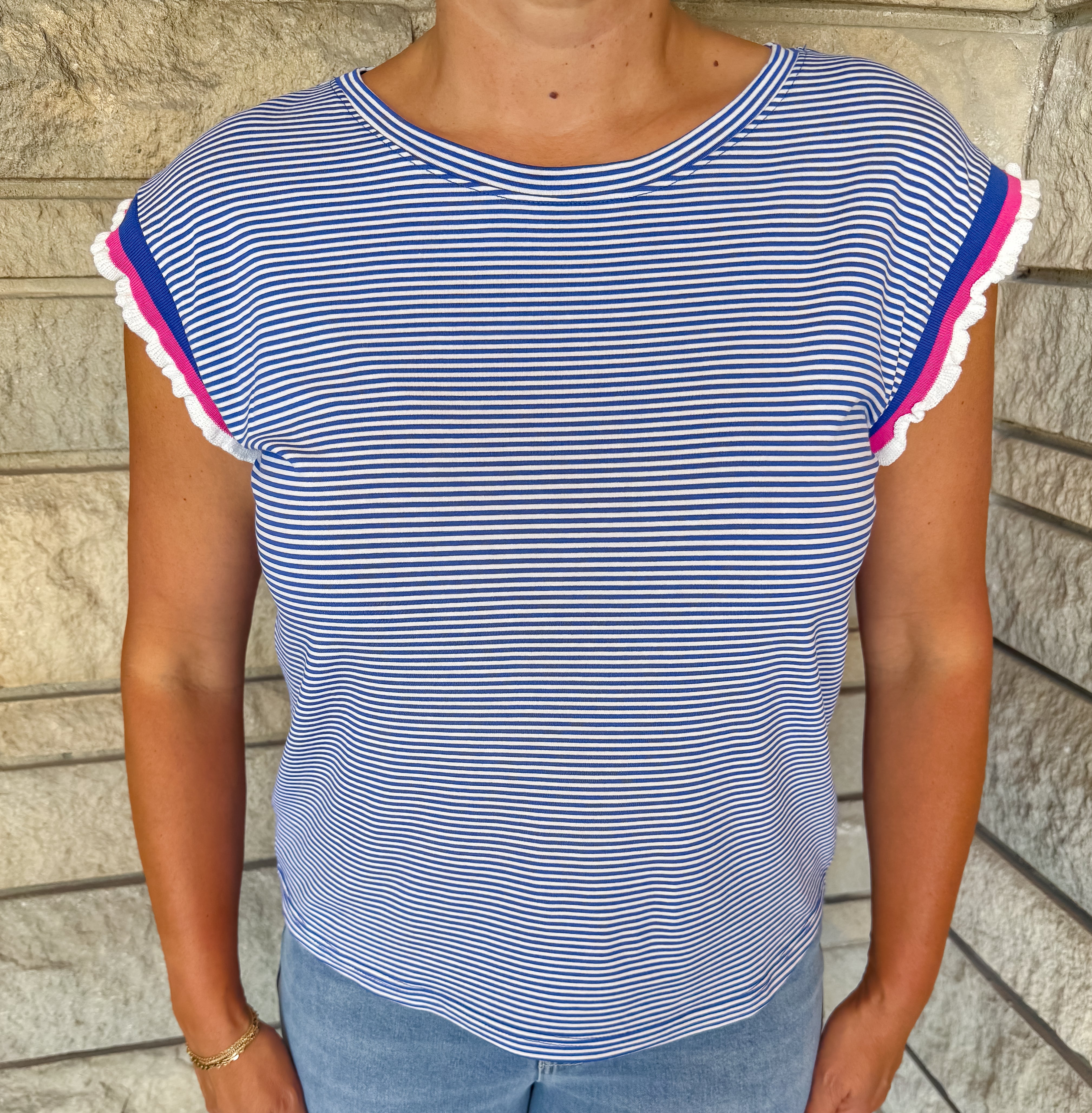 Kiki Contrast Cap Striped Tee