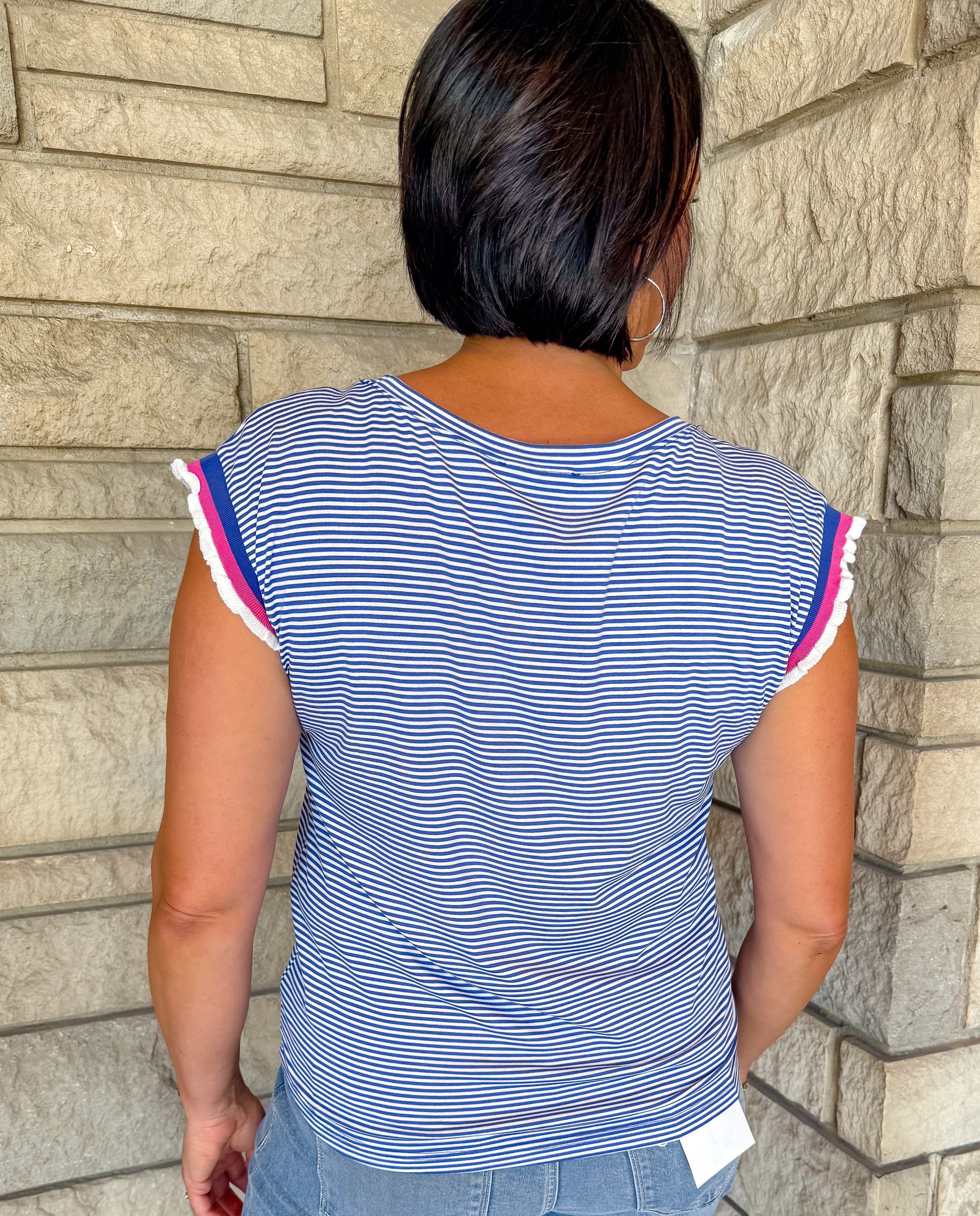 Kiki Contrast Cap Striped Tee
