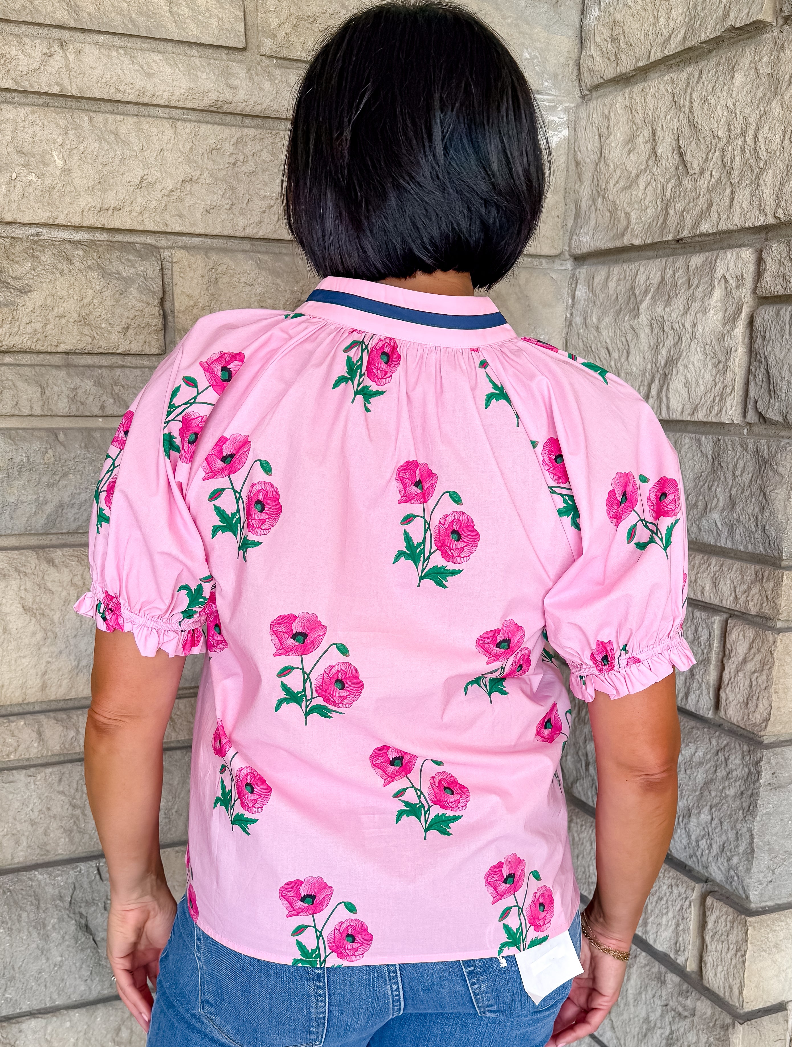 Zelda Contrast Trim Flower Top