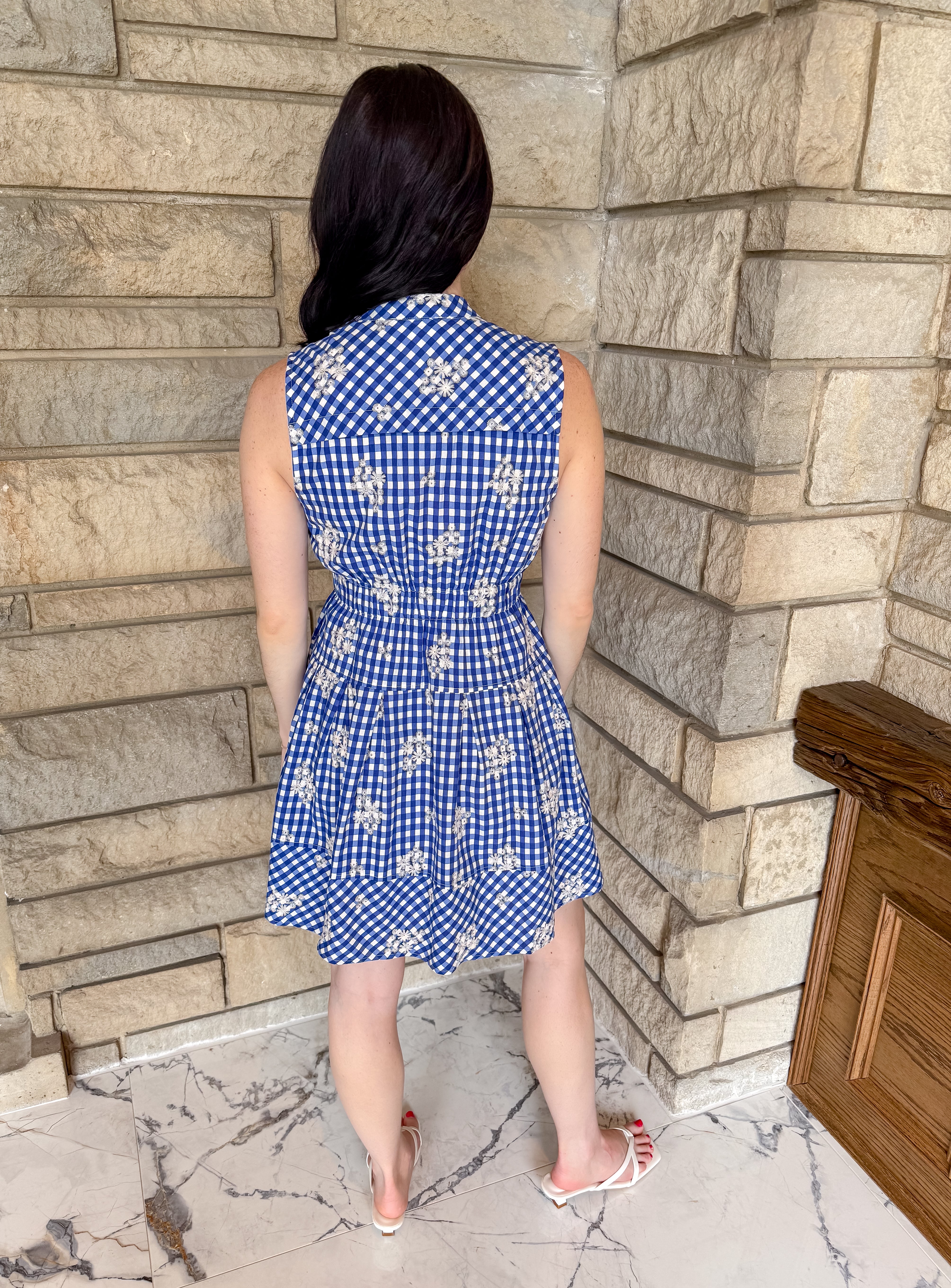 Doris Gingham Eyelet Dress