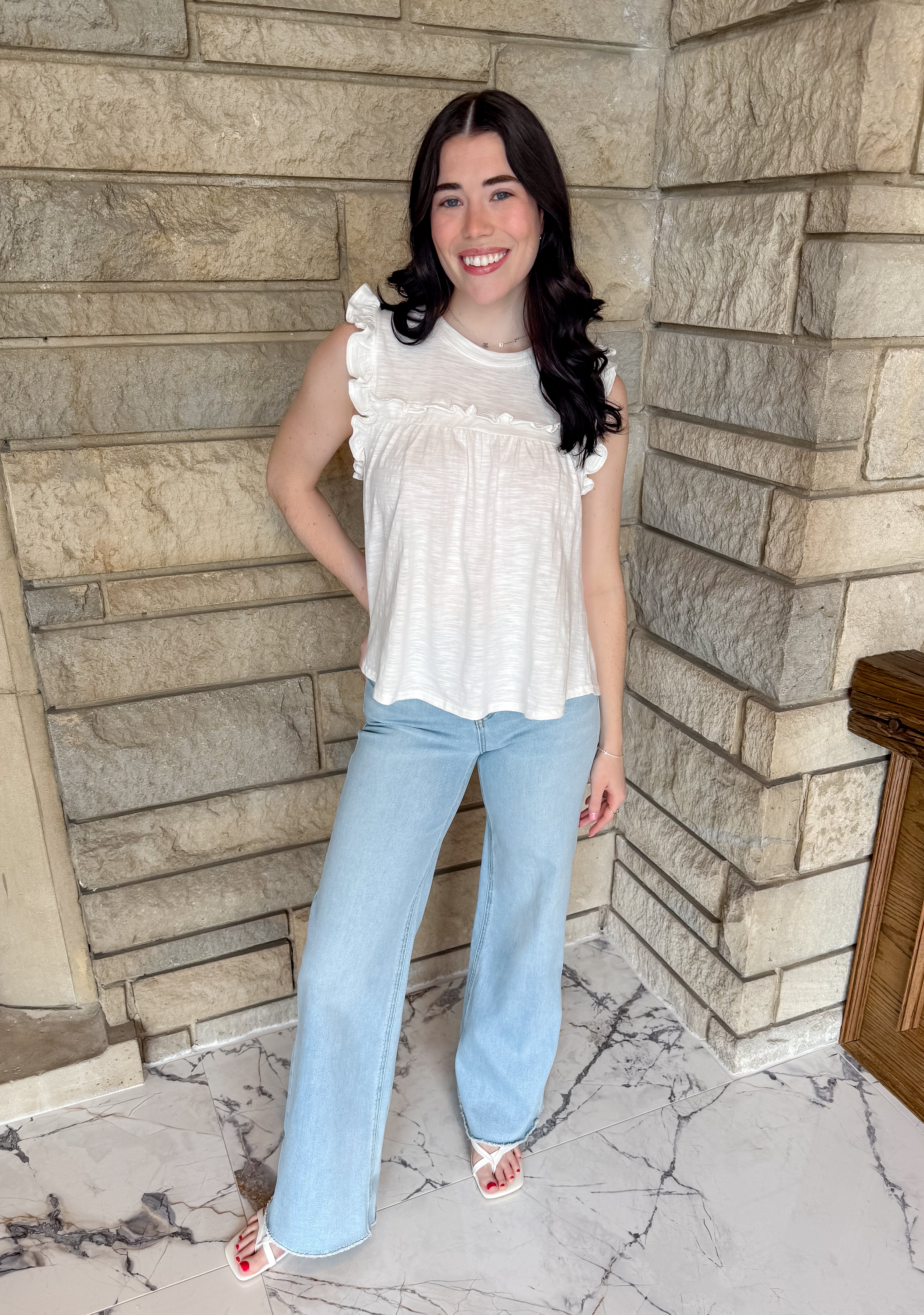 Mona Sleeveless Ruffle Top