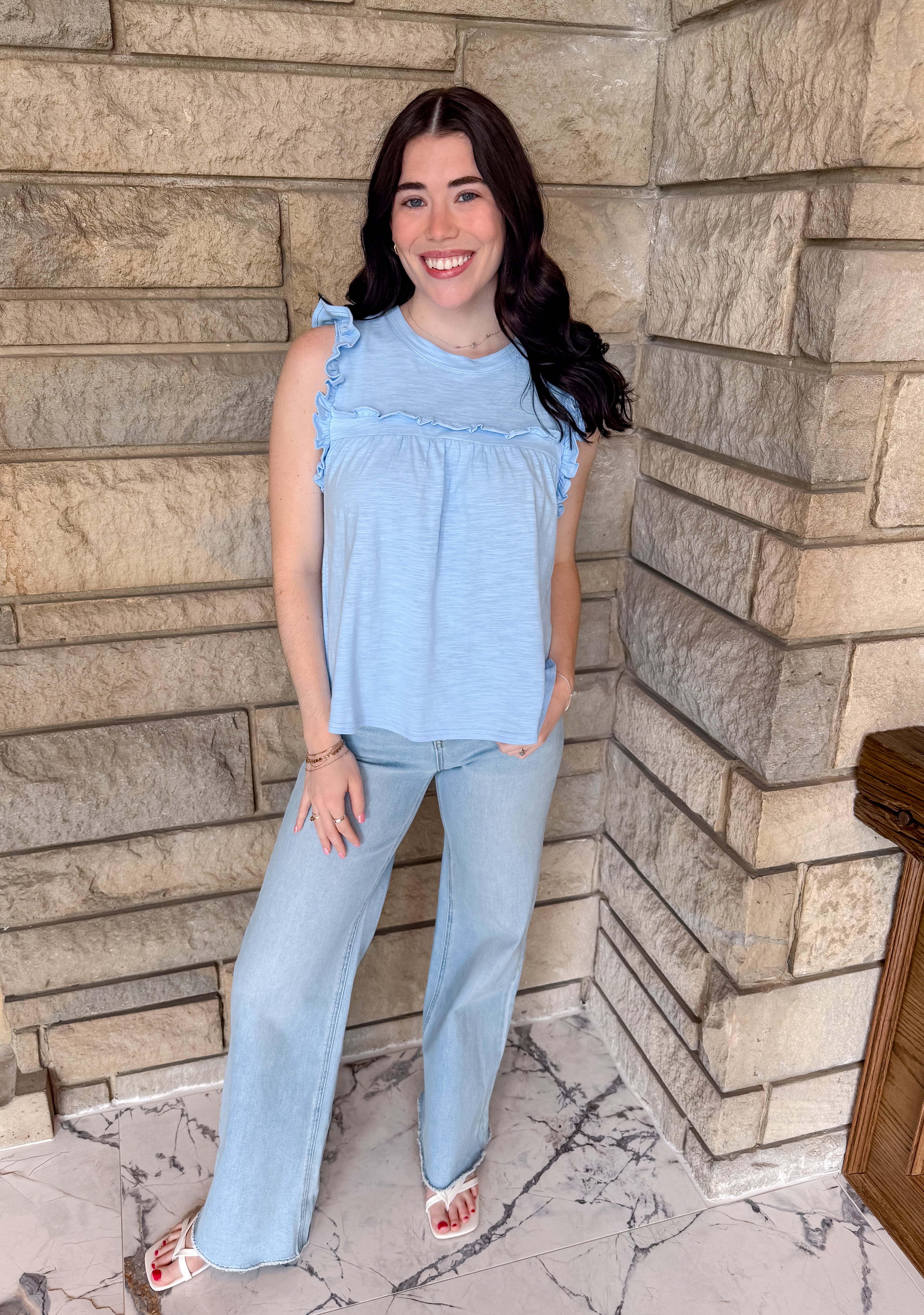 Mona Sleeveless Ruffle Top