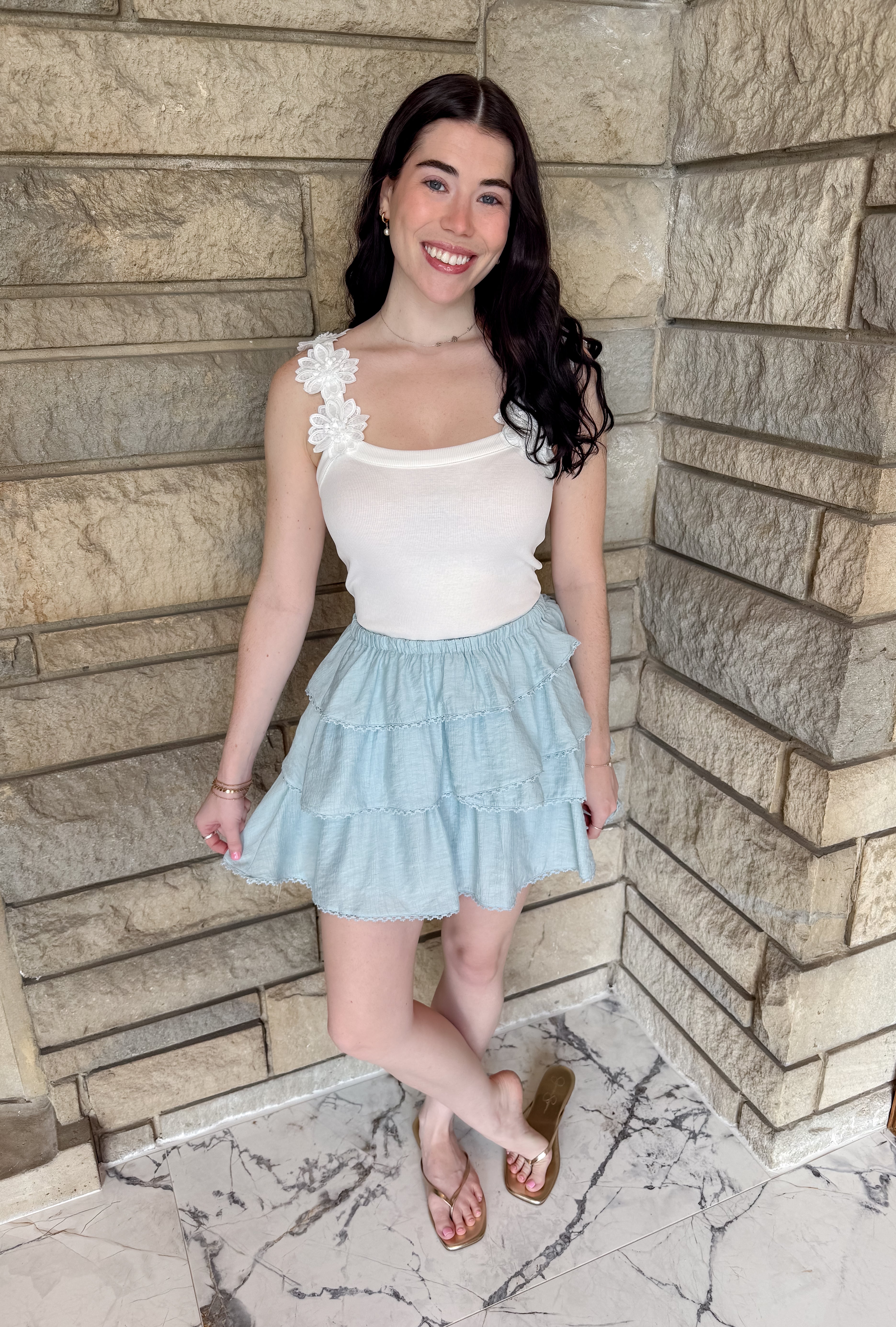 Maya Lace Trim Ruffle Skirt