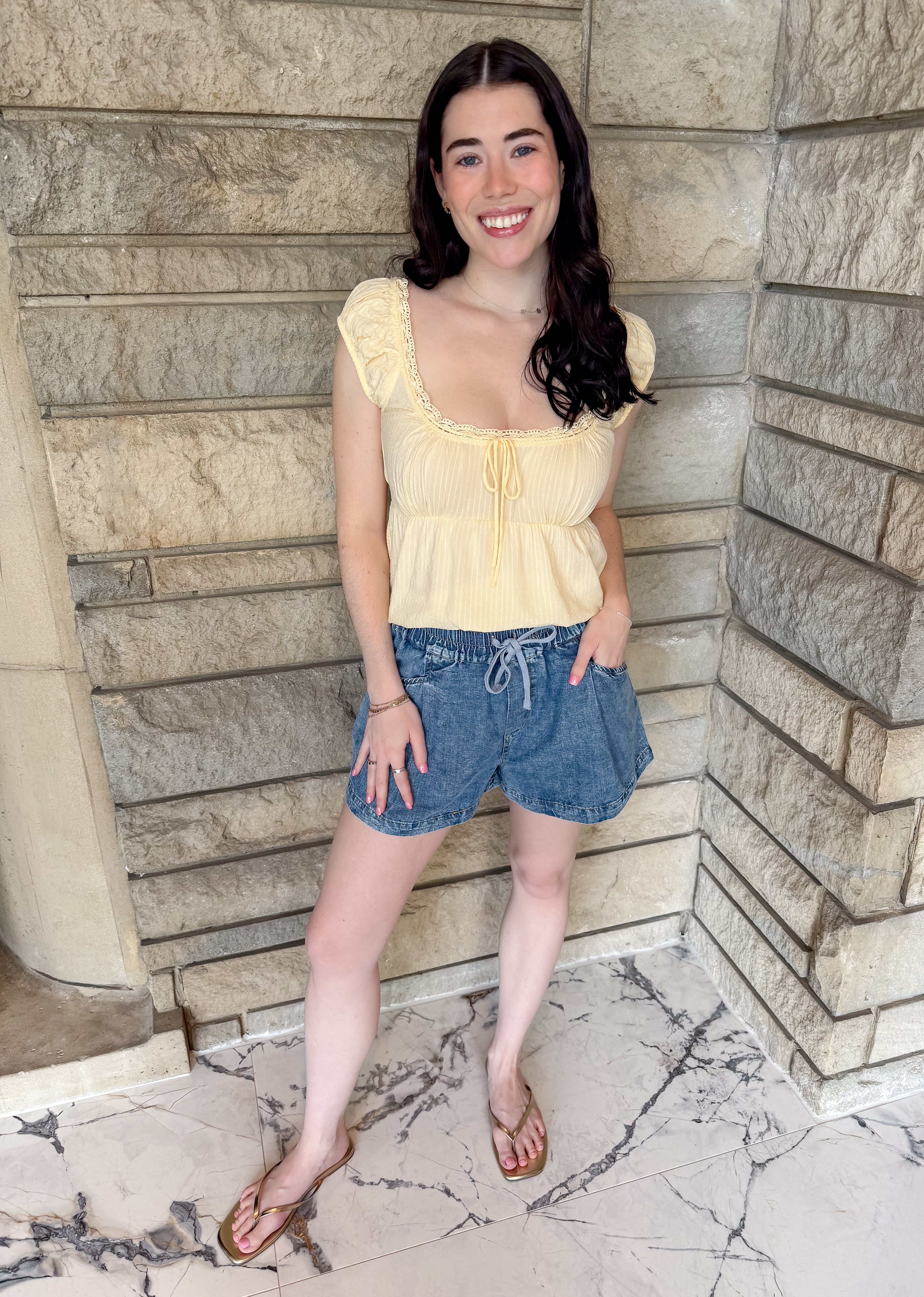 Veda Washed Chambray Shorts