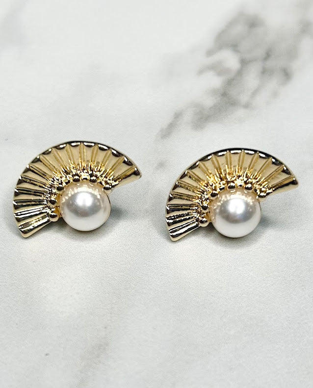 Pearl Fan Earrings