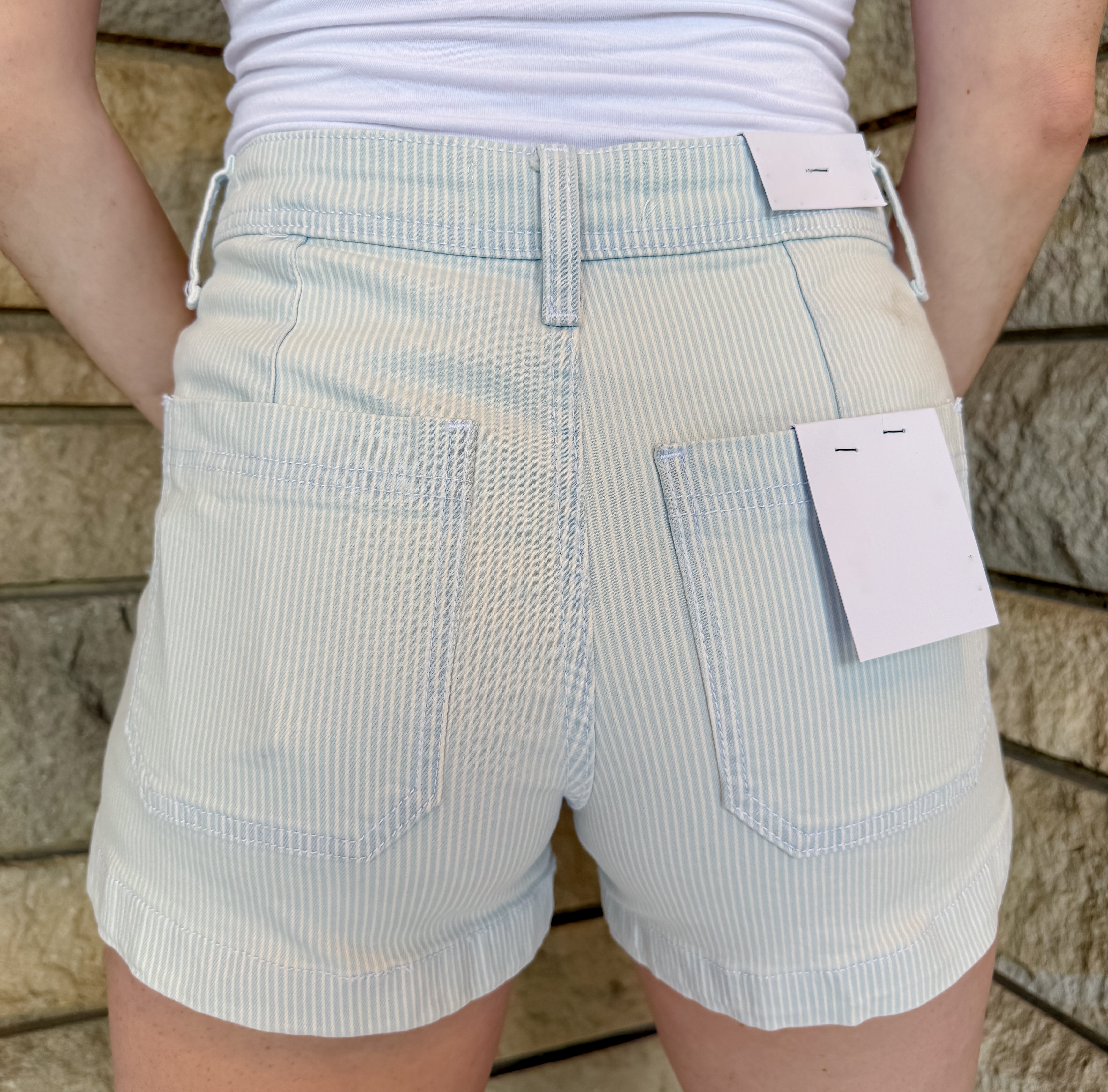 Rebecca Pocket Stripe Jean Shorts