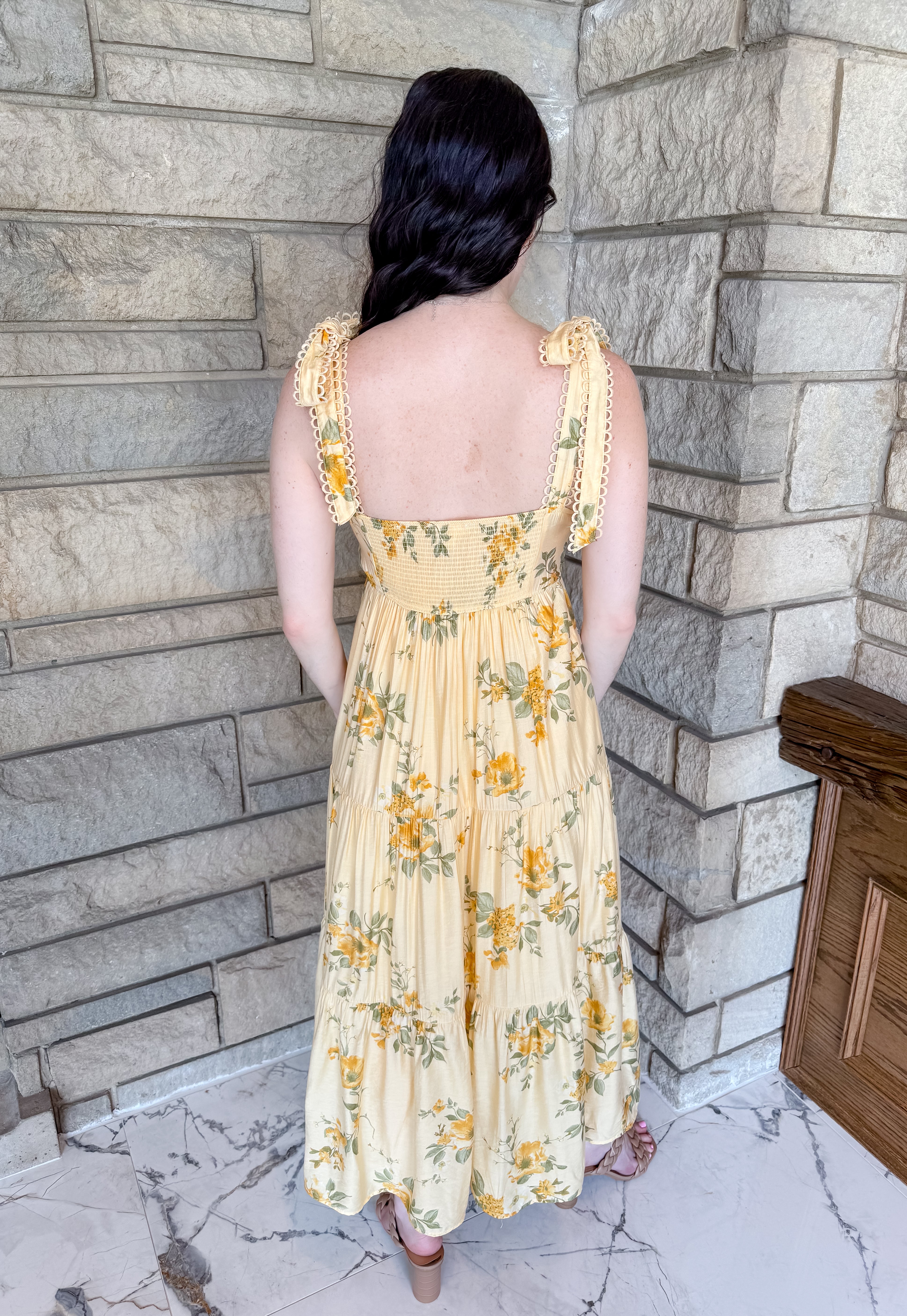 Nancy Floral Tie Shoulder Dress
