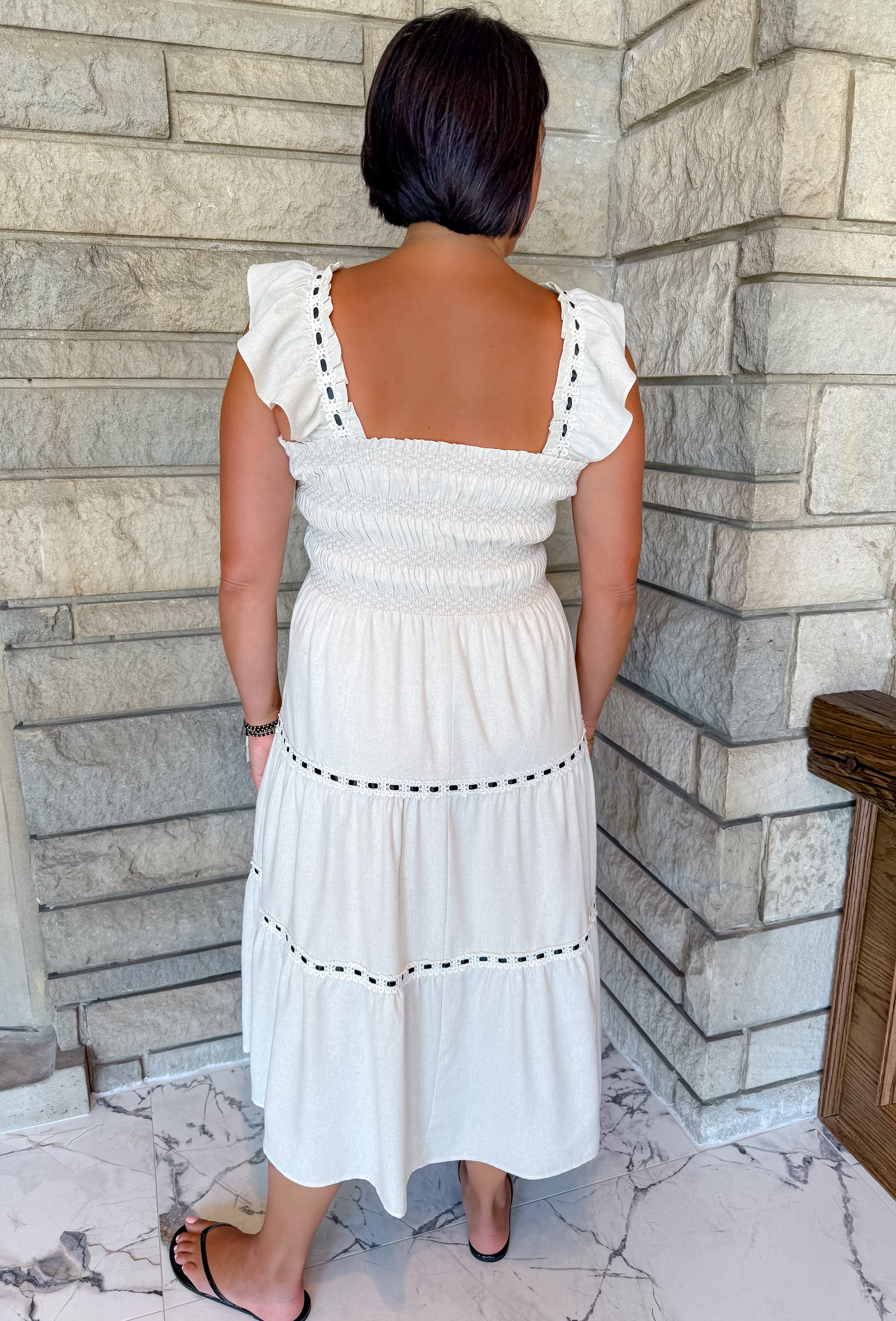 Felicia Smocked Lace Ribbon Dress