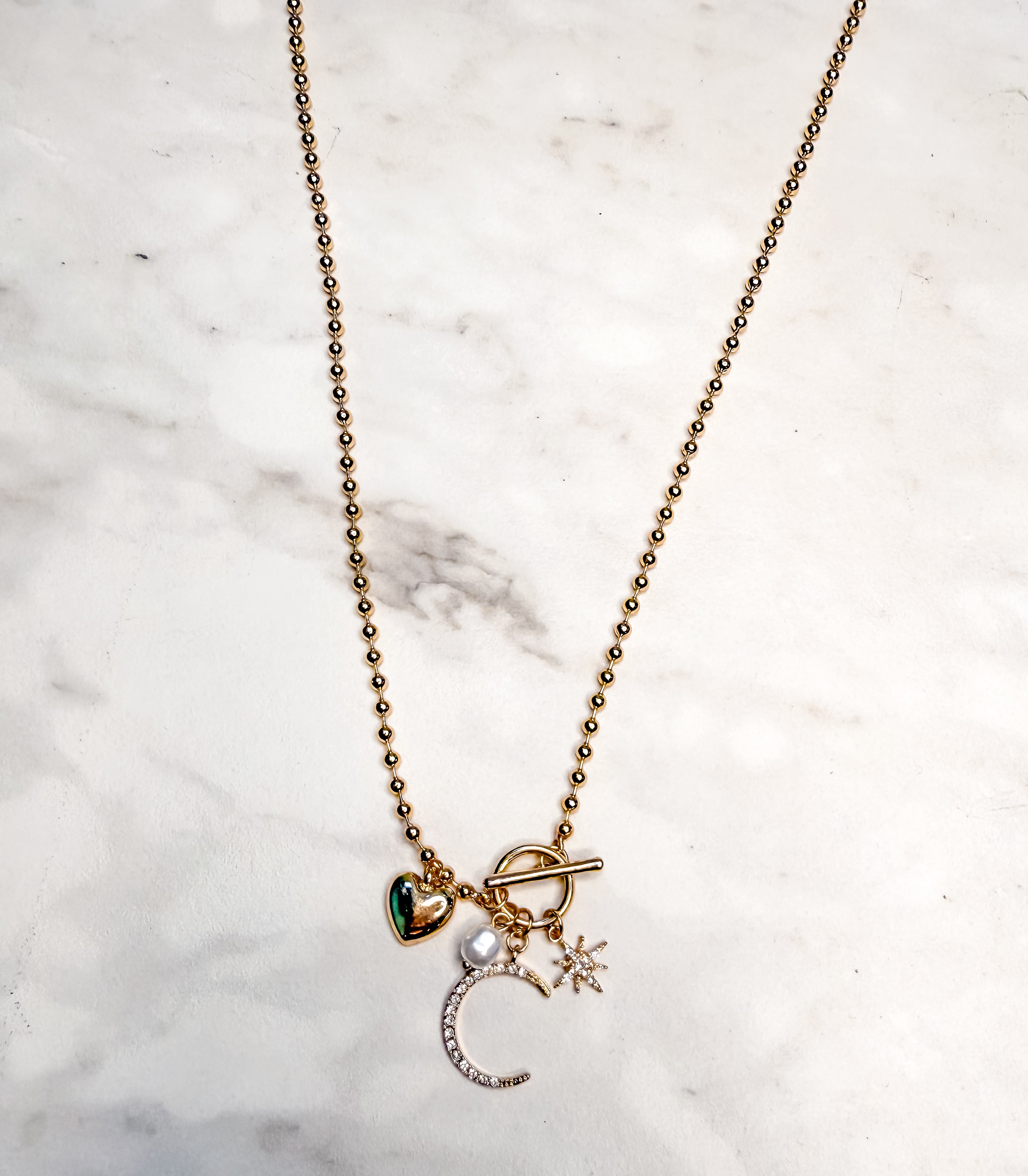 Crescent Charm Toggle Necklace