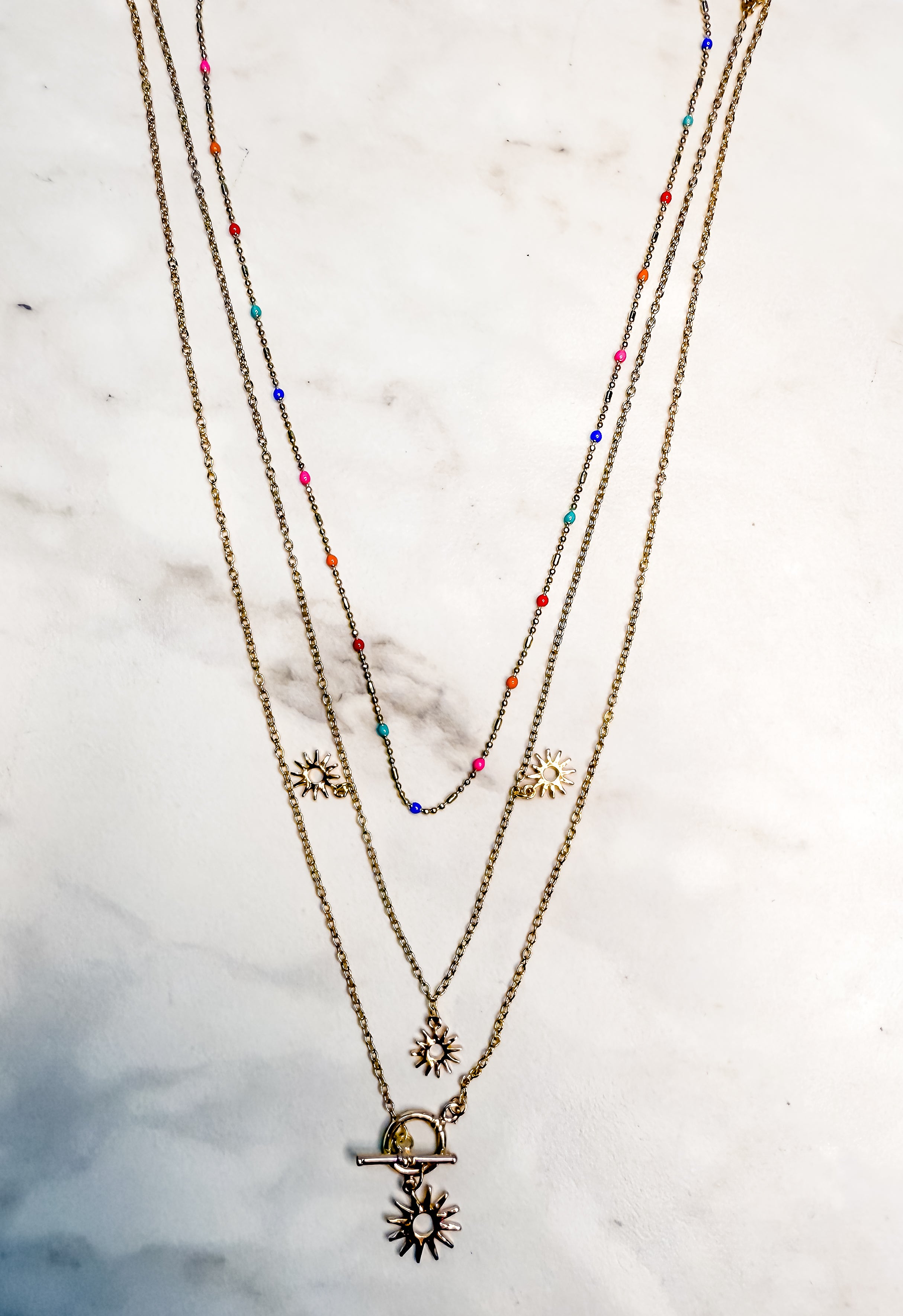 Layered Multi Sunburst Necklace