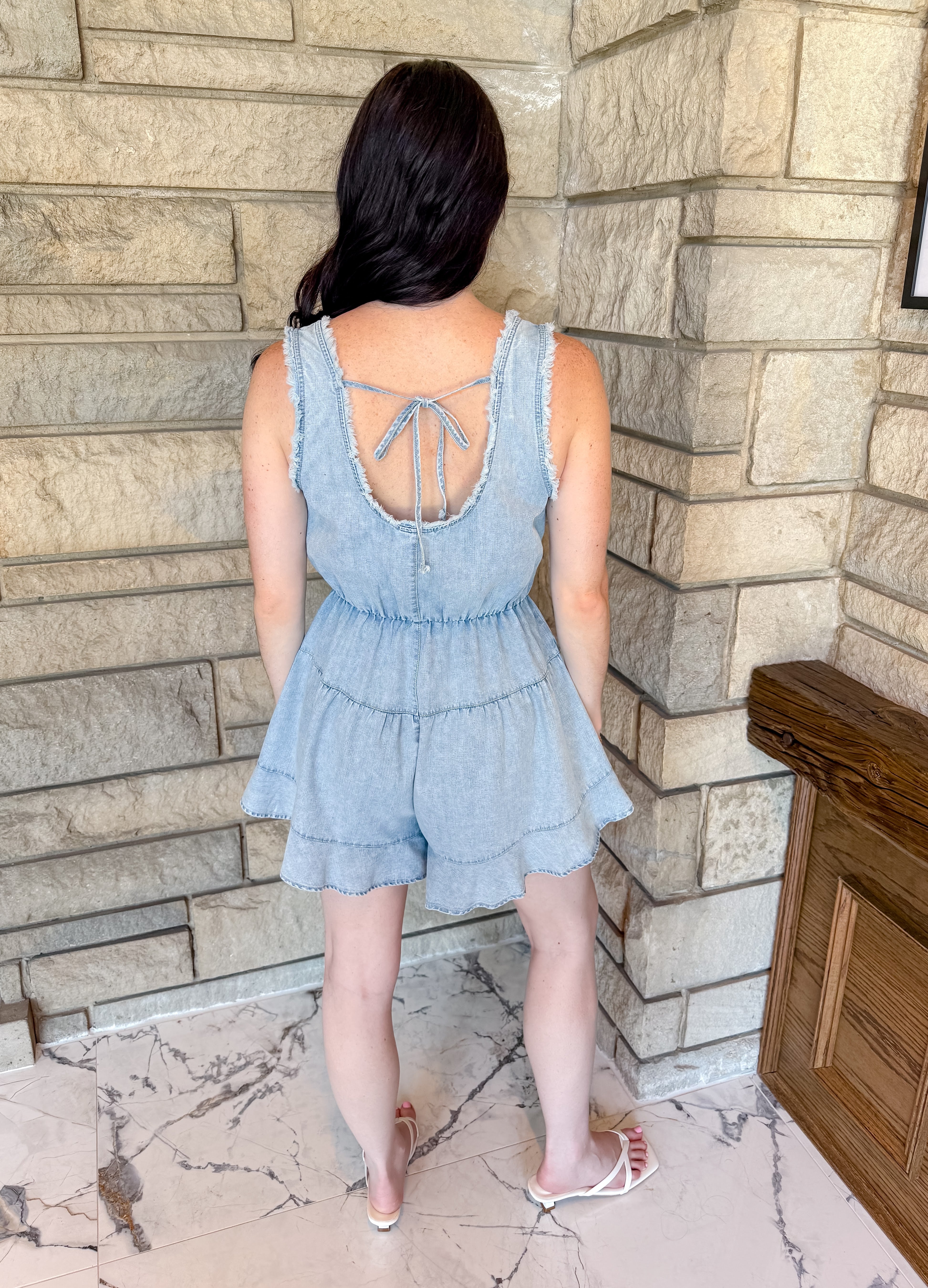 Simone Washed Chambray Romper