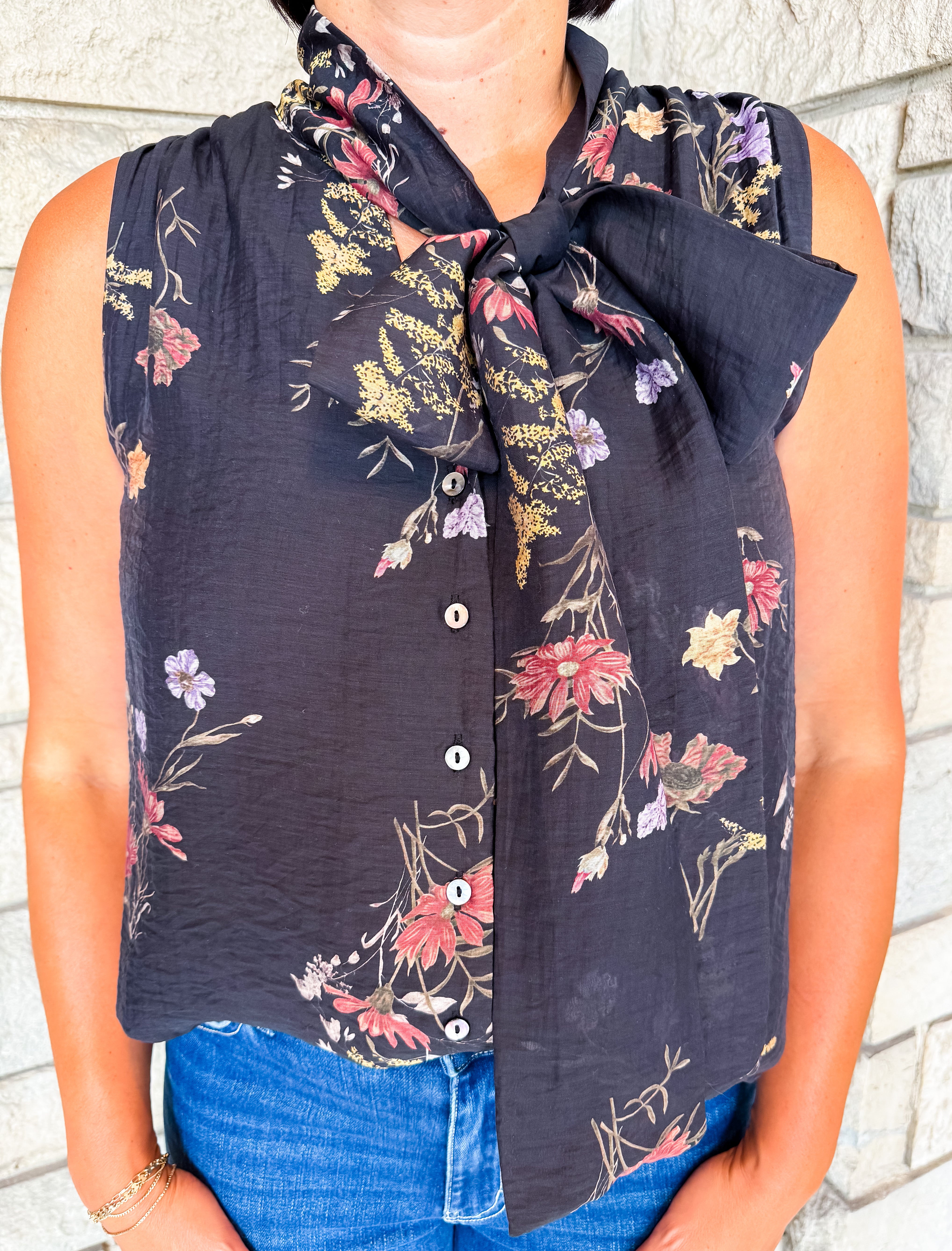 Juliette Floral Tie Neck Top