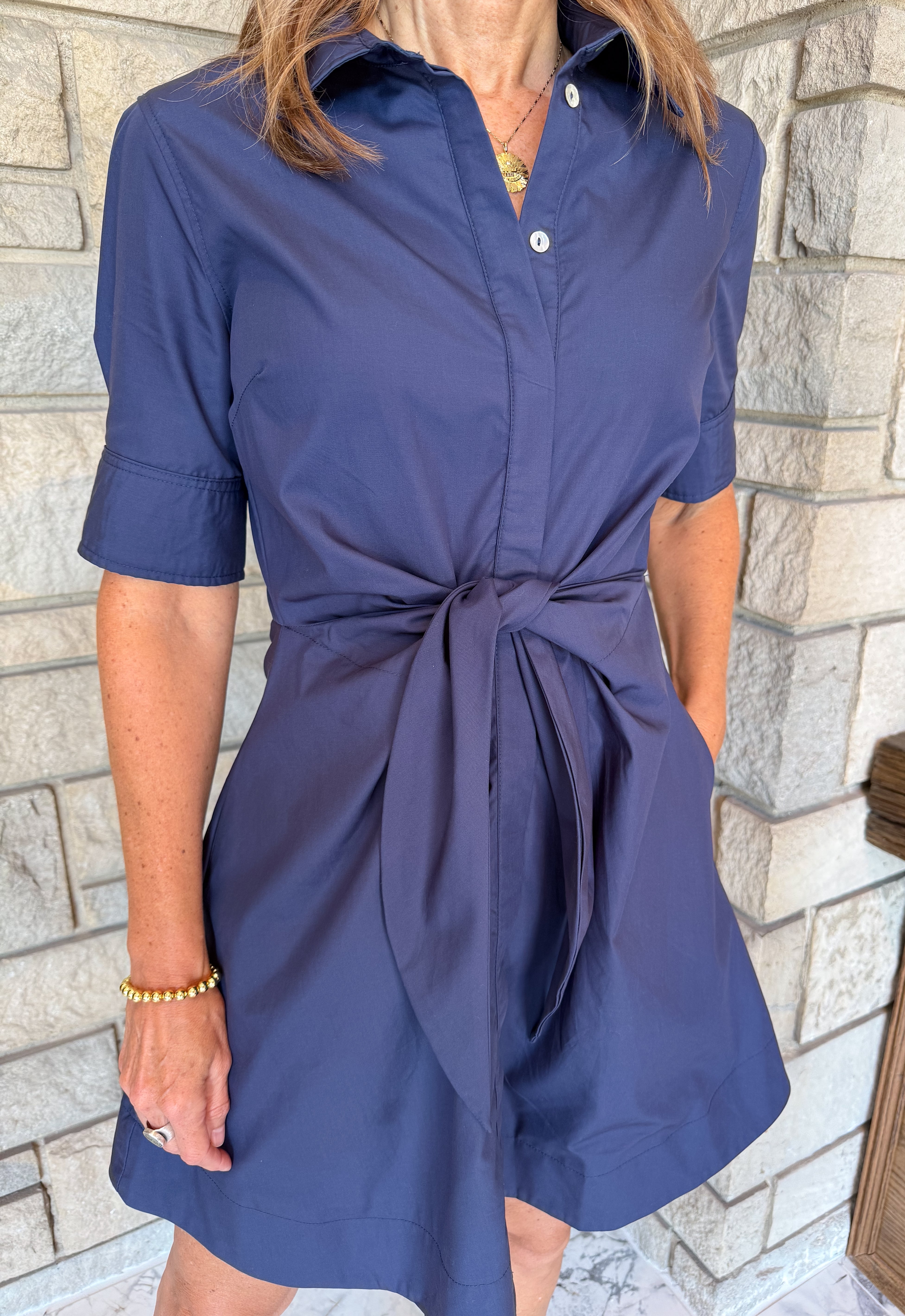 Lisbet Tie Waist Shirt Dress