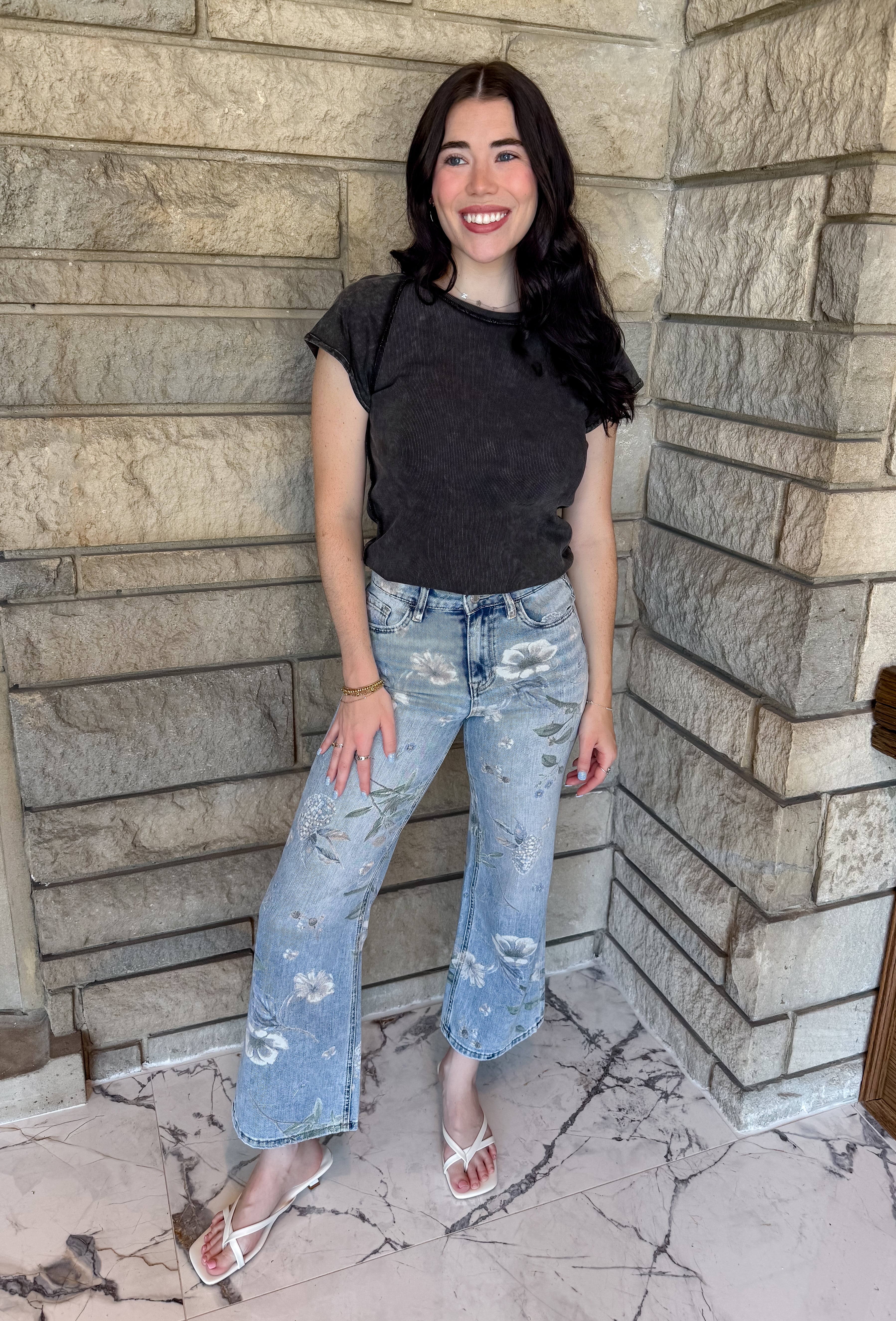 Paula Washed Rib Knit Tee