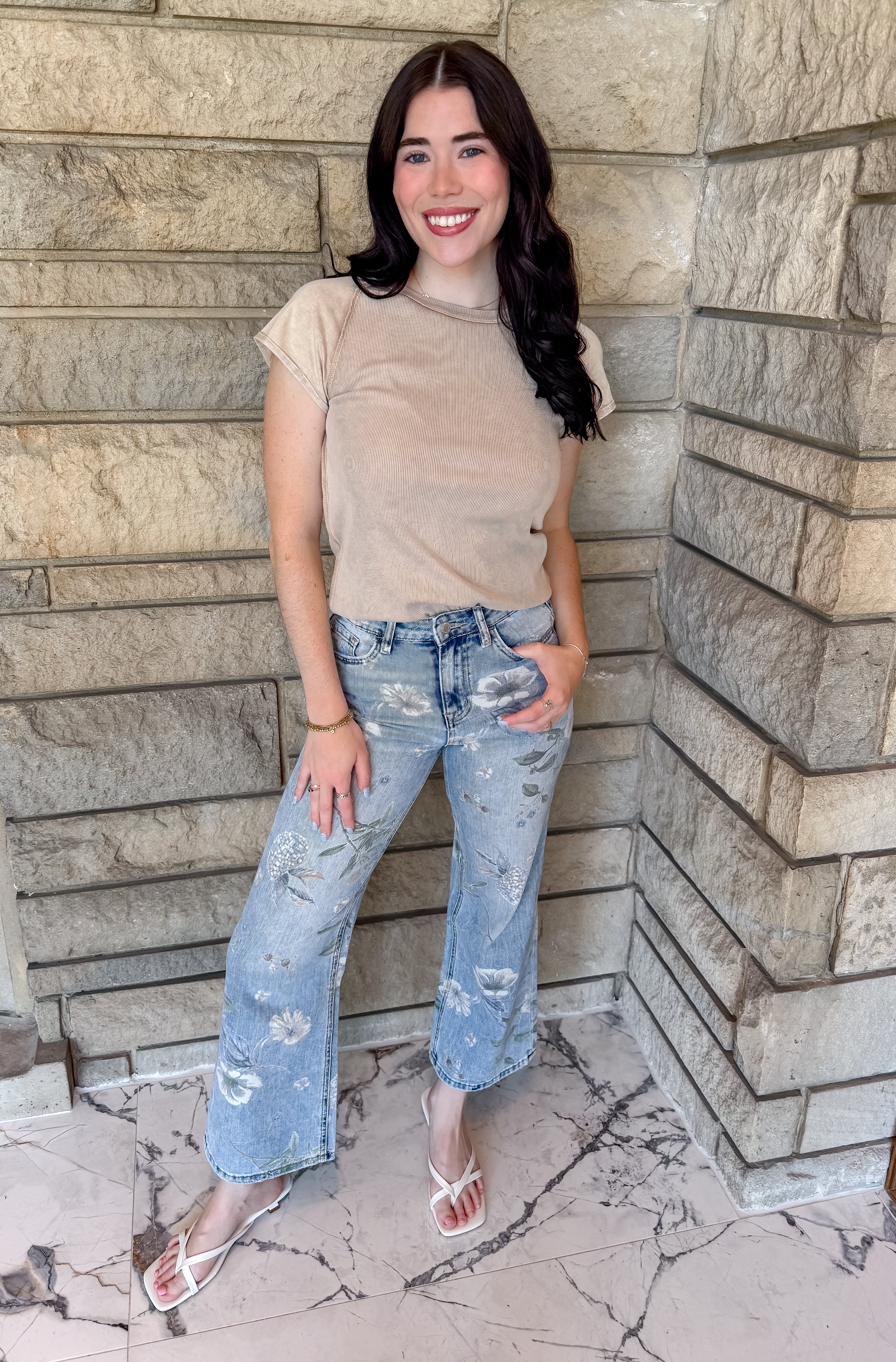 Paula Washed Rib Knit Tee