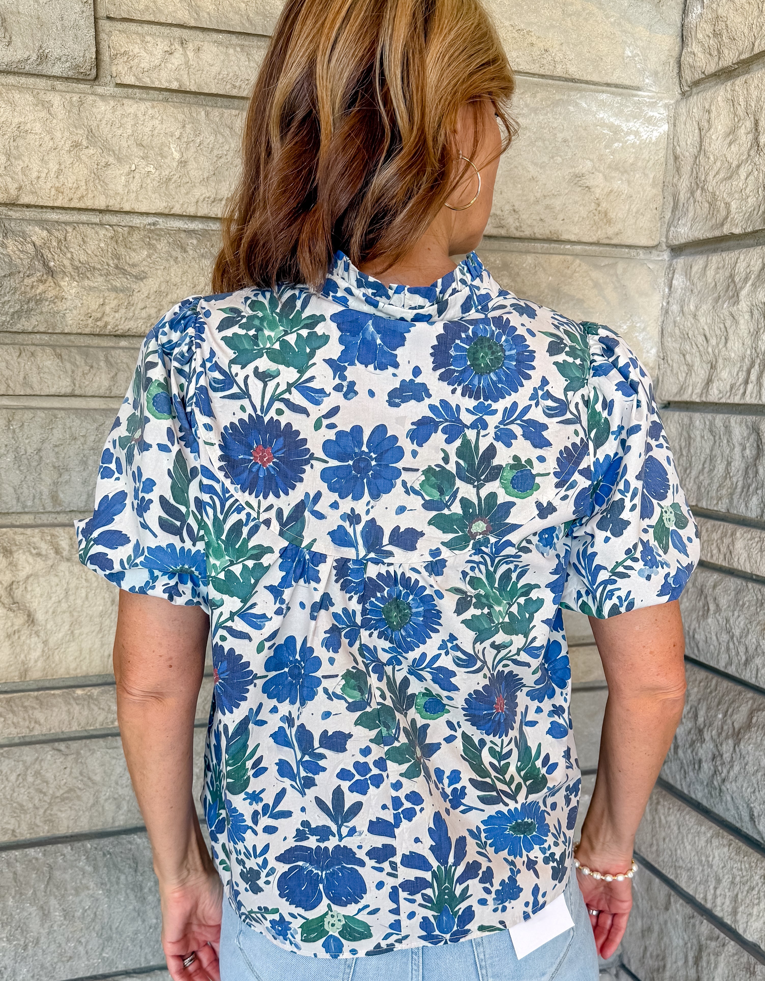 Darla Floral Bubble Sleeve Top