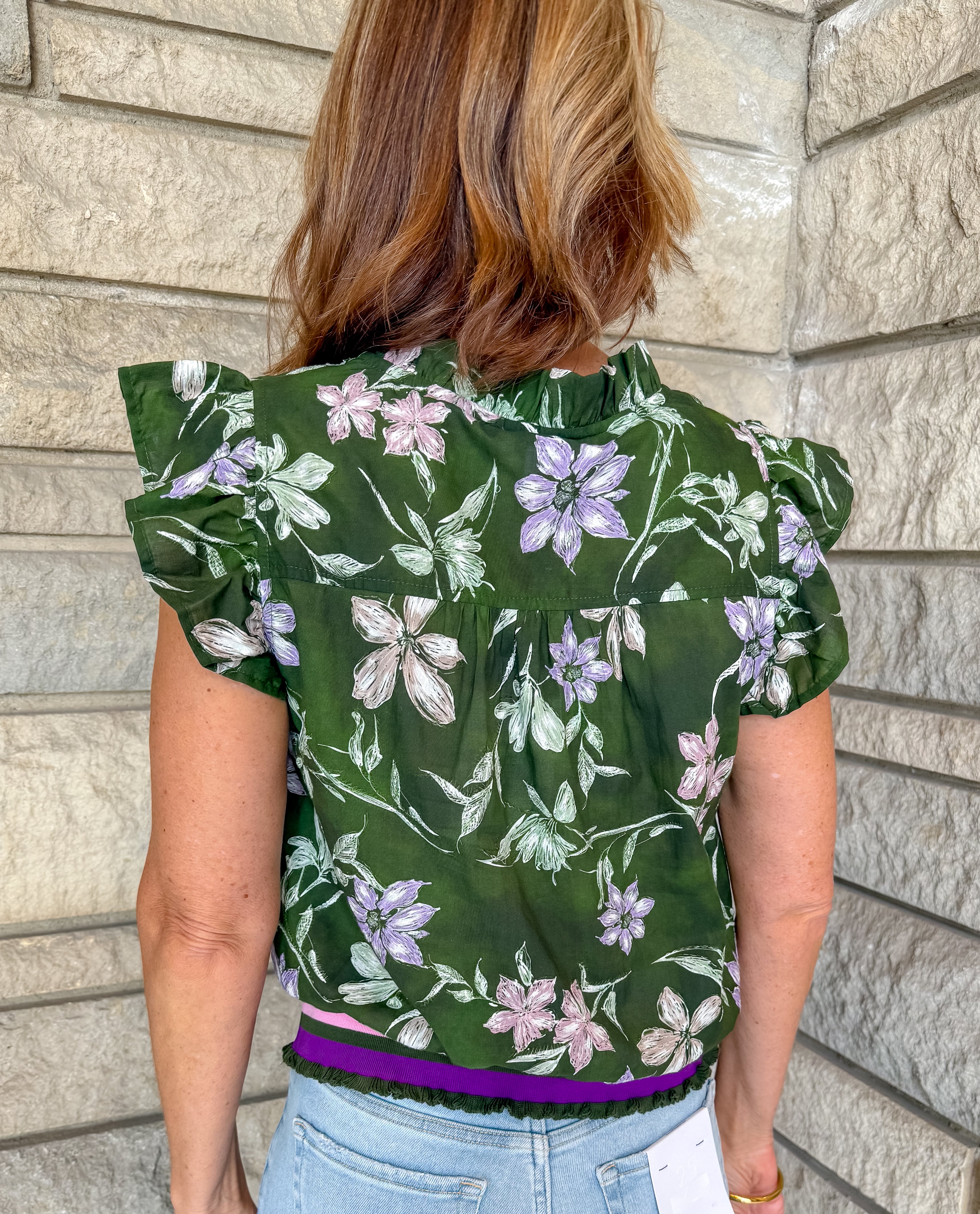 Ingrid Floral Contrast Band Top