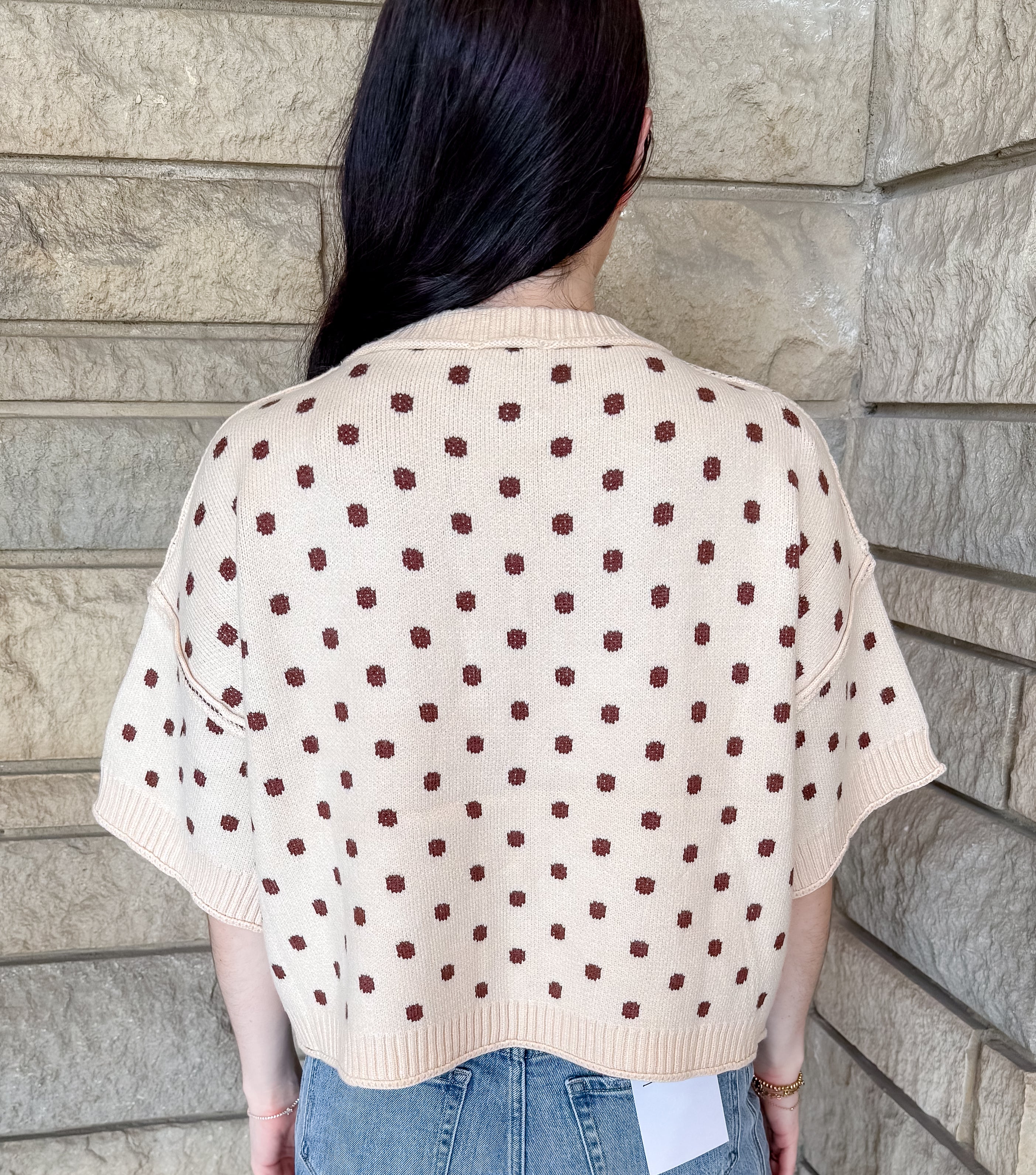 Yara Polka Dot Short Sleeve Sweater