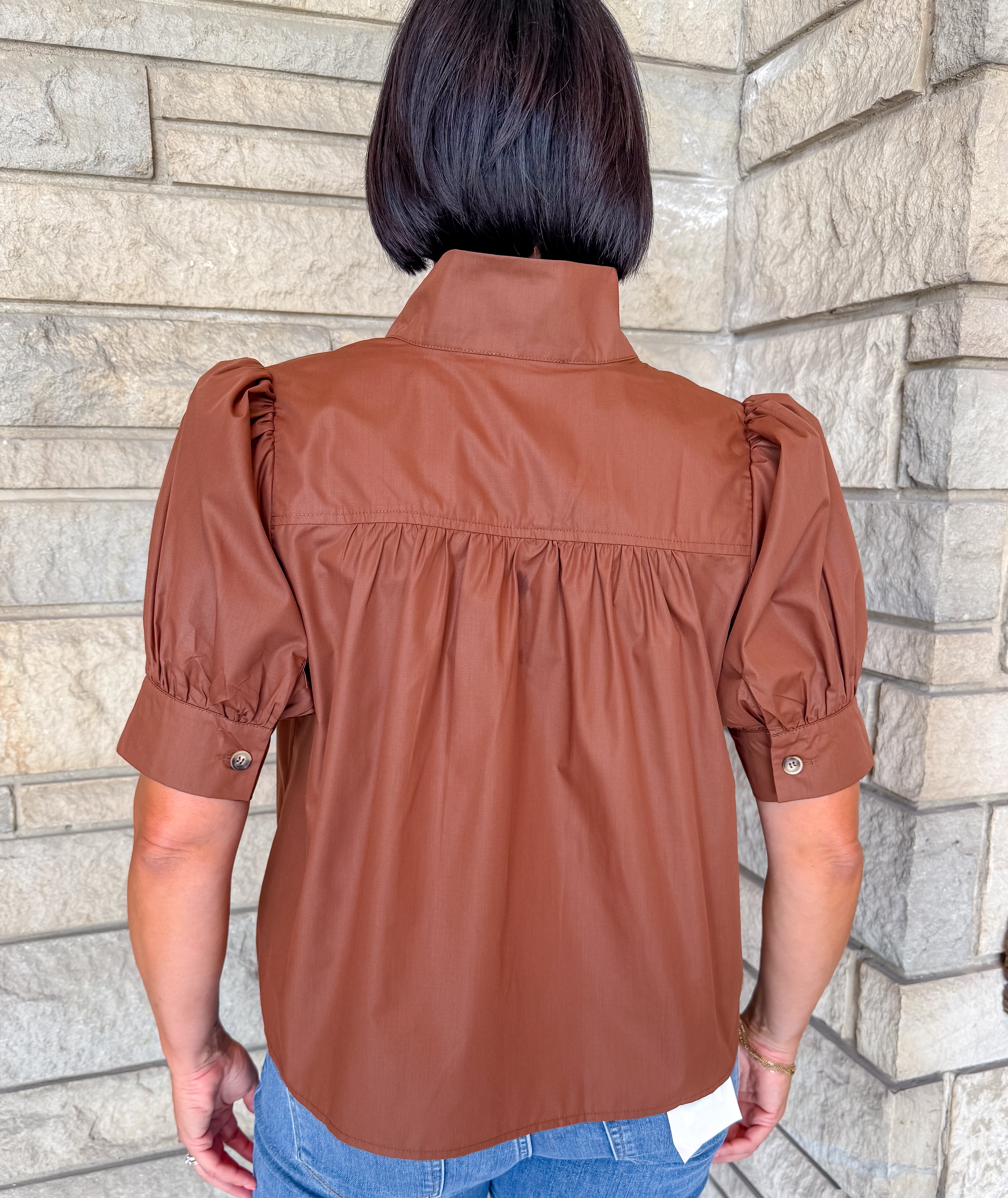 Nia Button Puff Top
