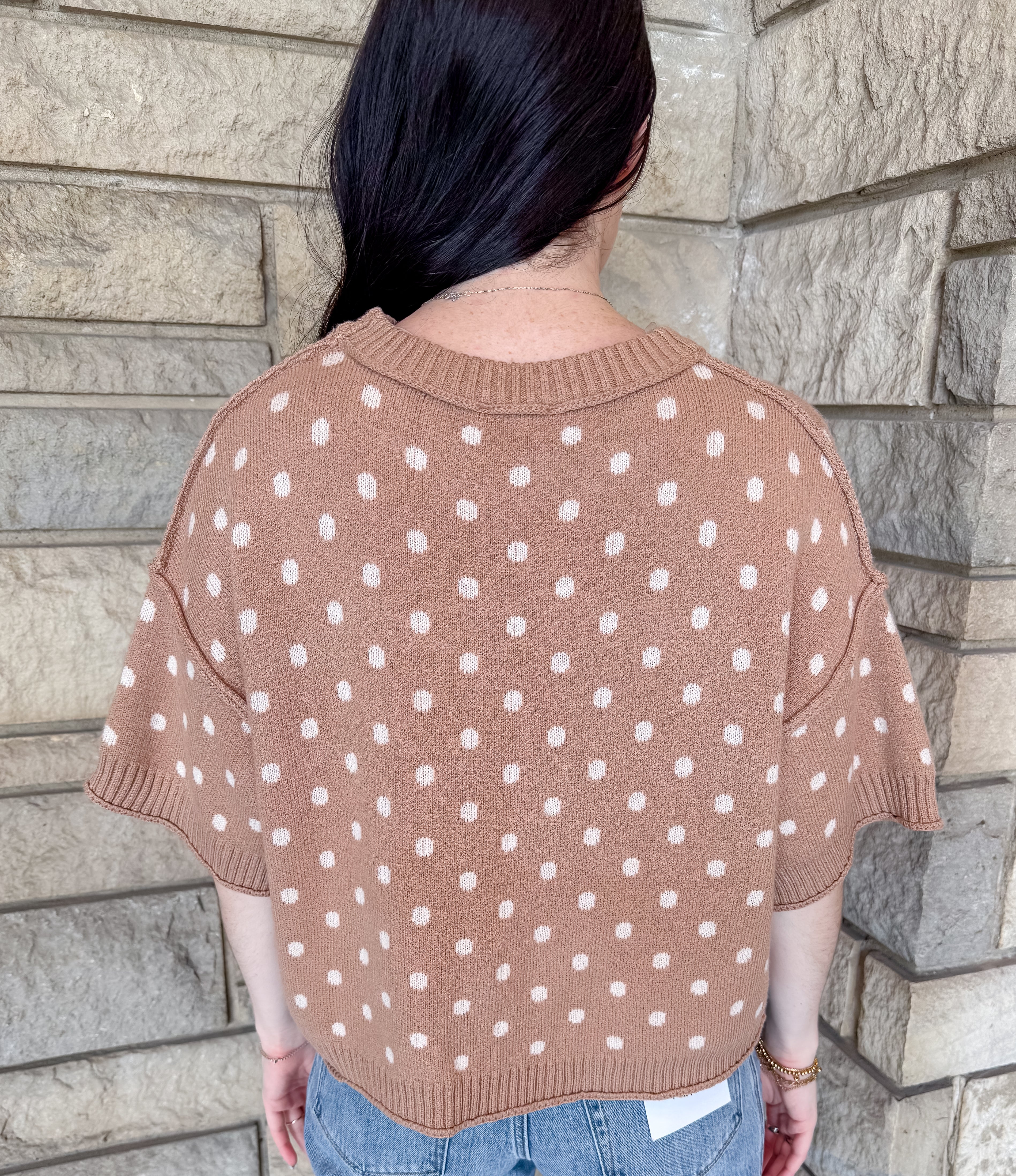 Yara Polka Dot Short Sleeve Sweater