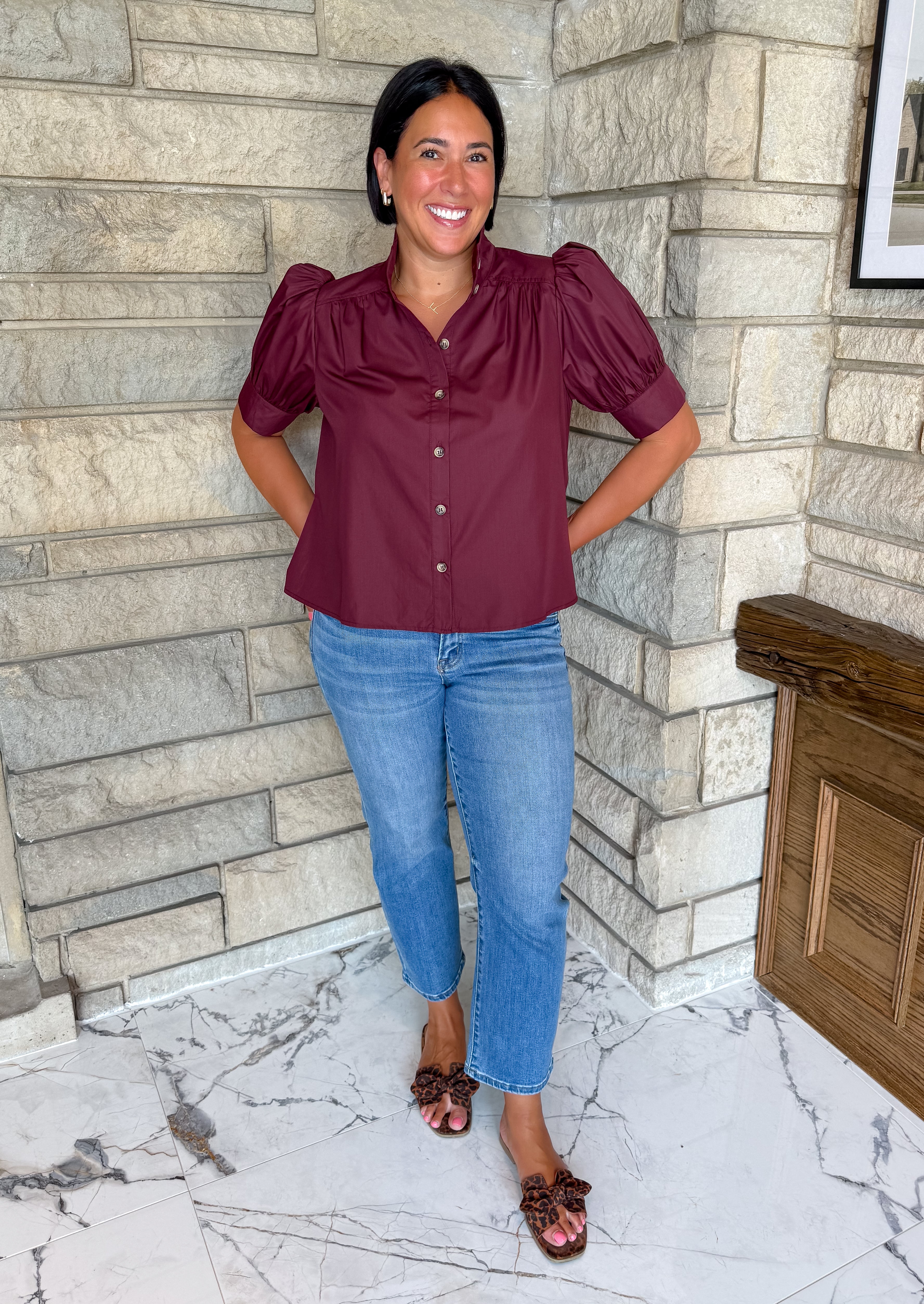 Nia Button Puff Top