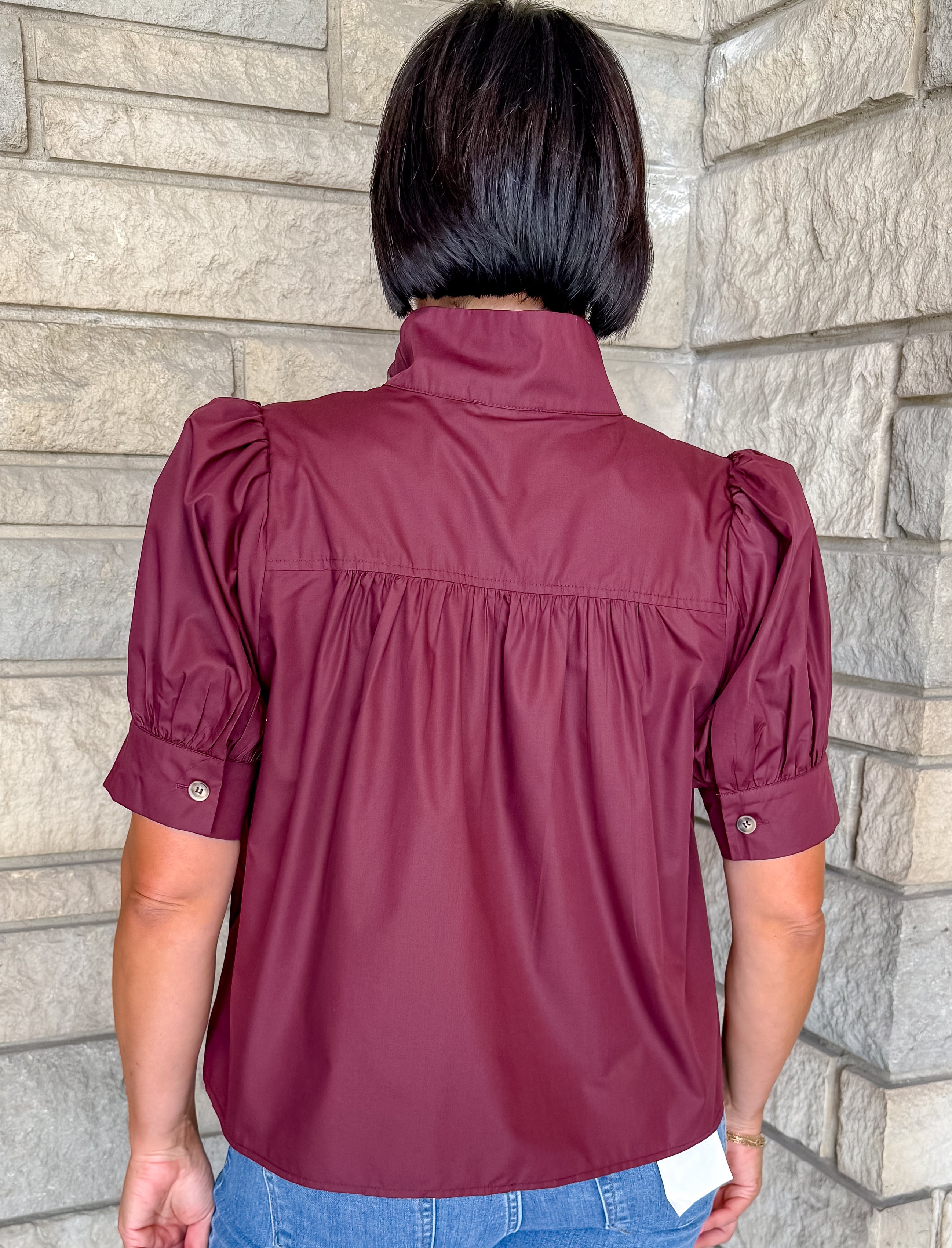 Nia Button Puff Top