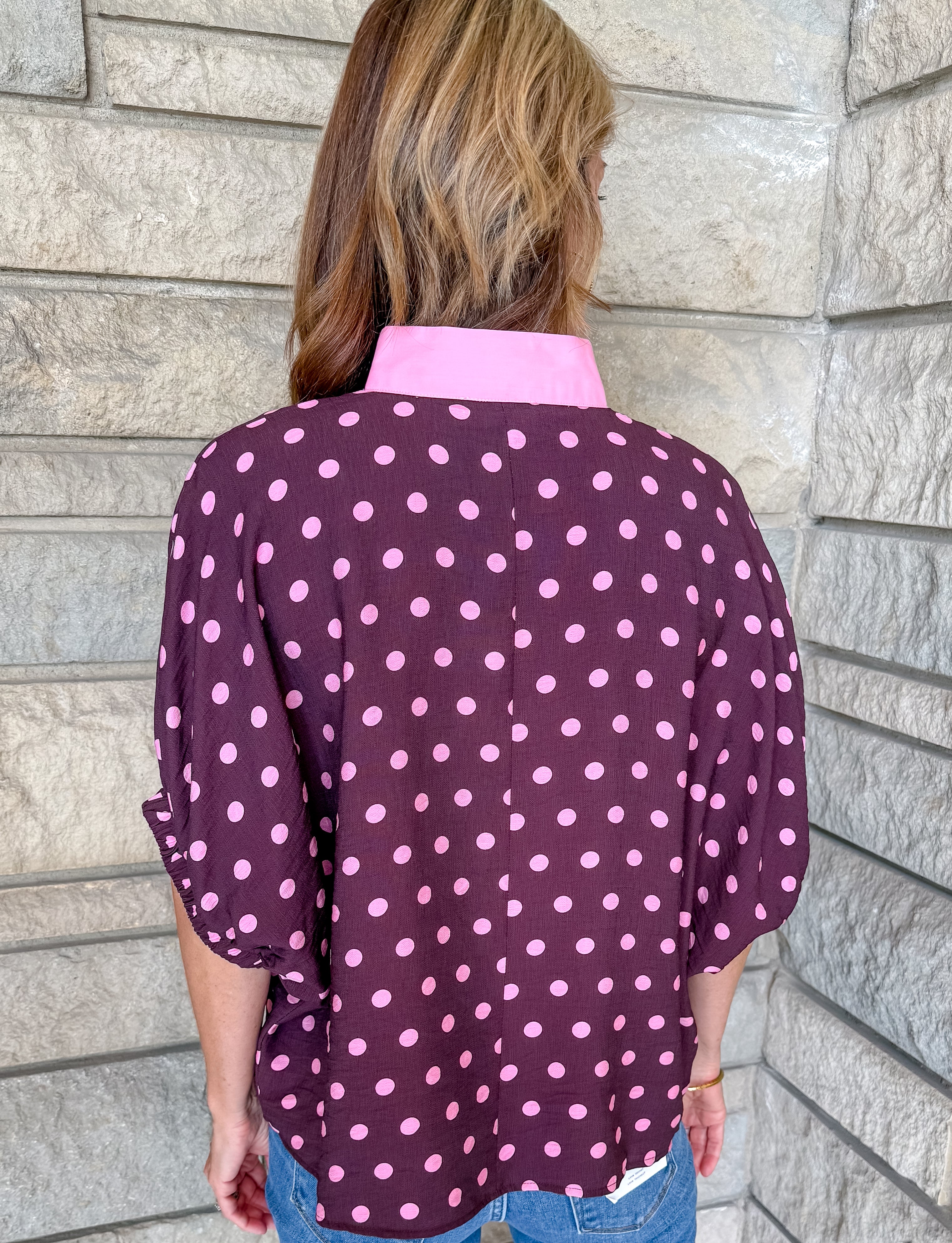 Cece SS Polka Dot Dolman Top
