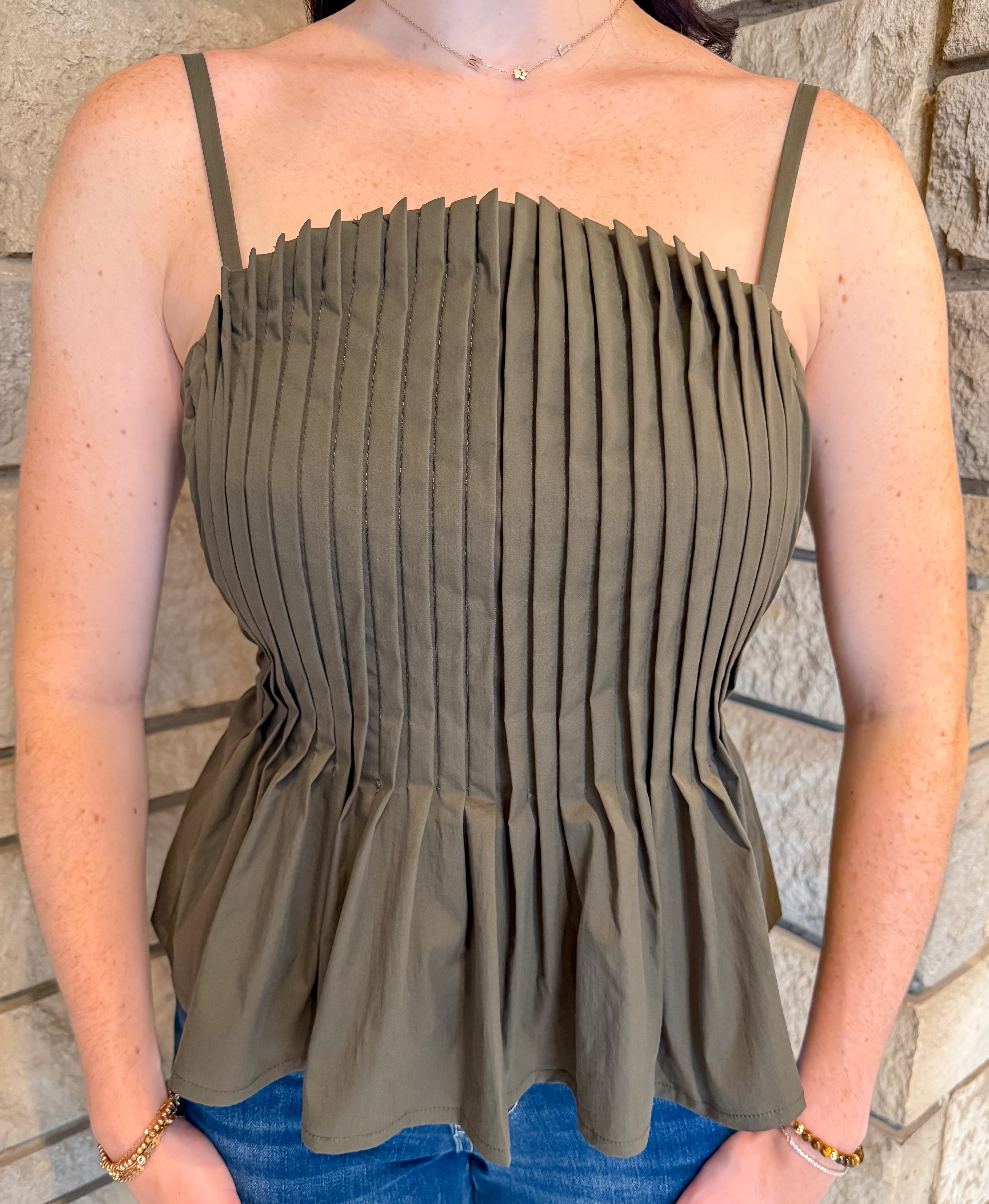 Chloe Pleated Cami Peplum Top