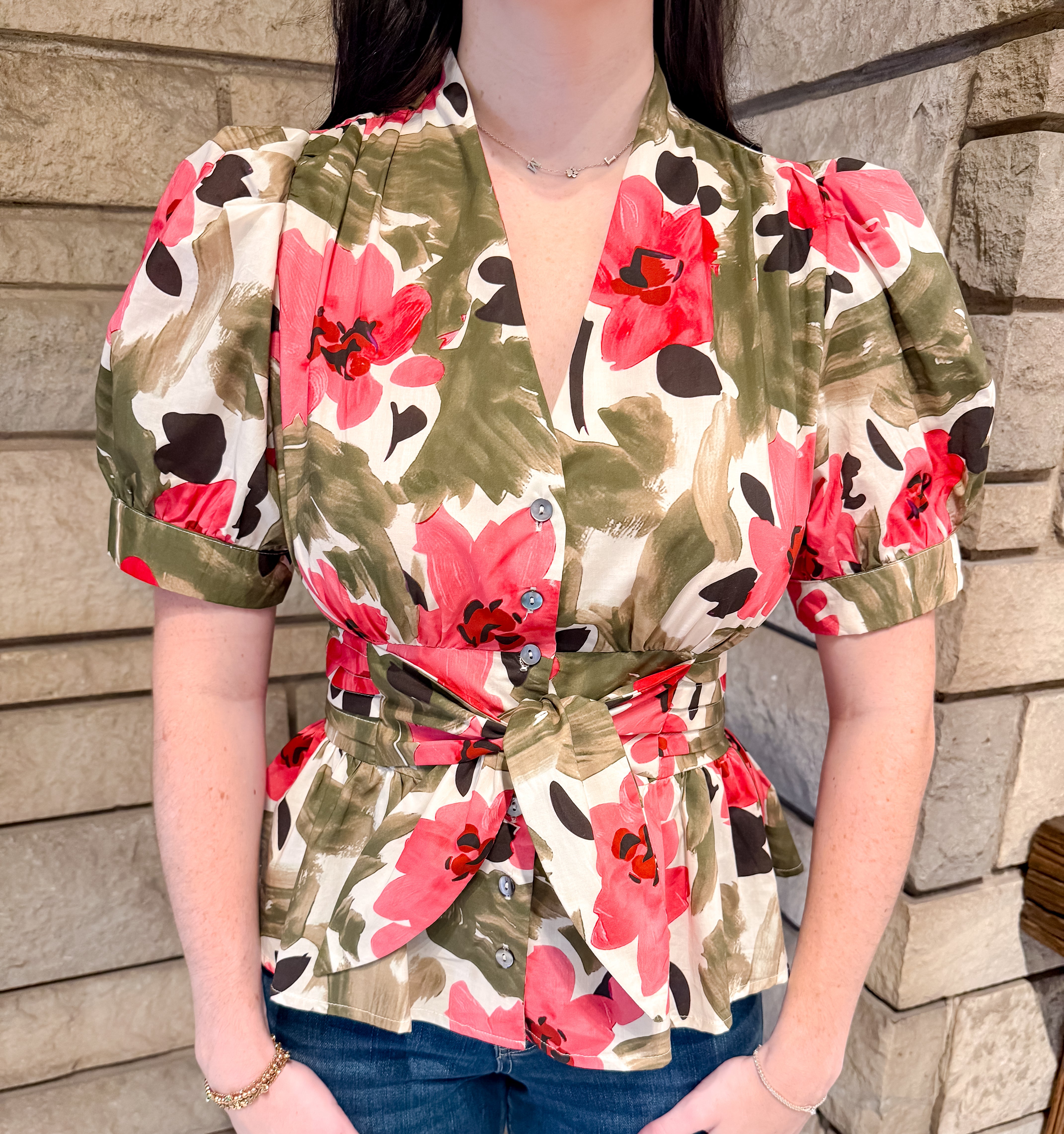 Mary Puff Sleeve Tie Waist Top