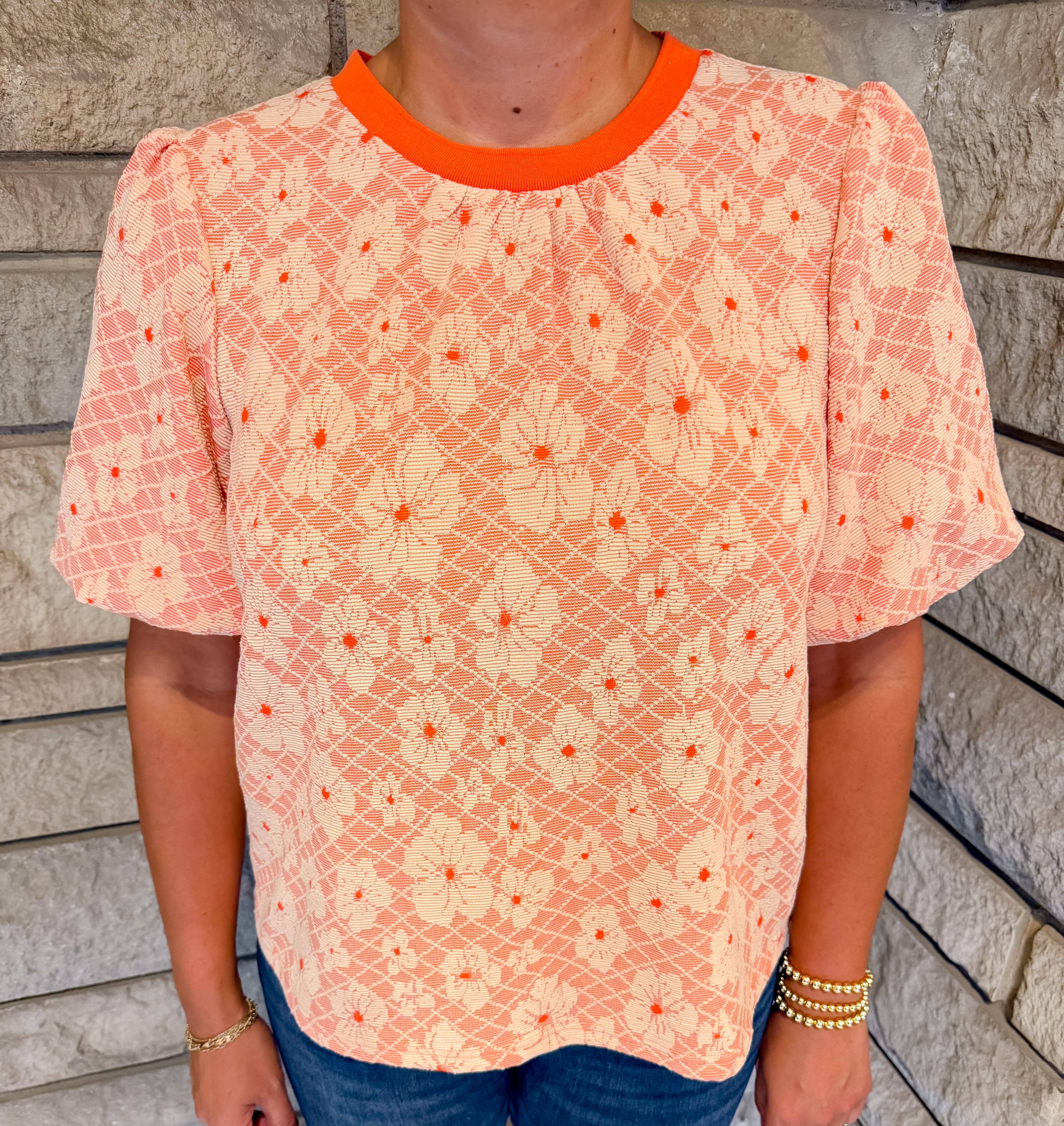 Nova Textured Floral Bubble Top