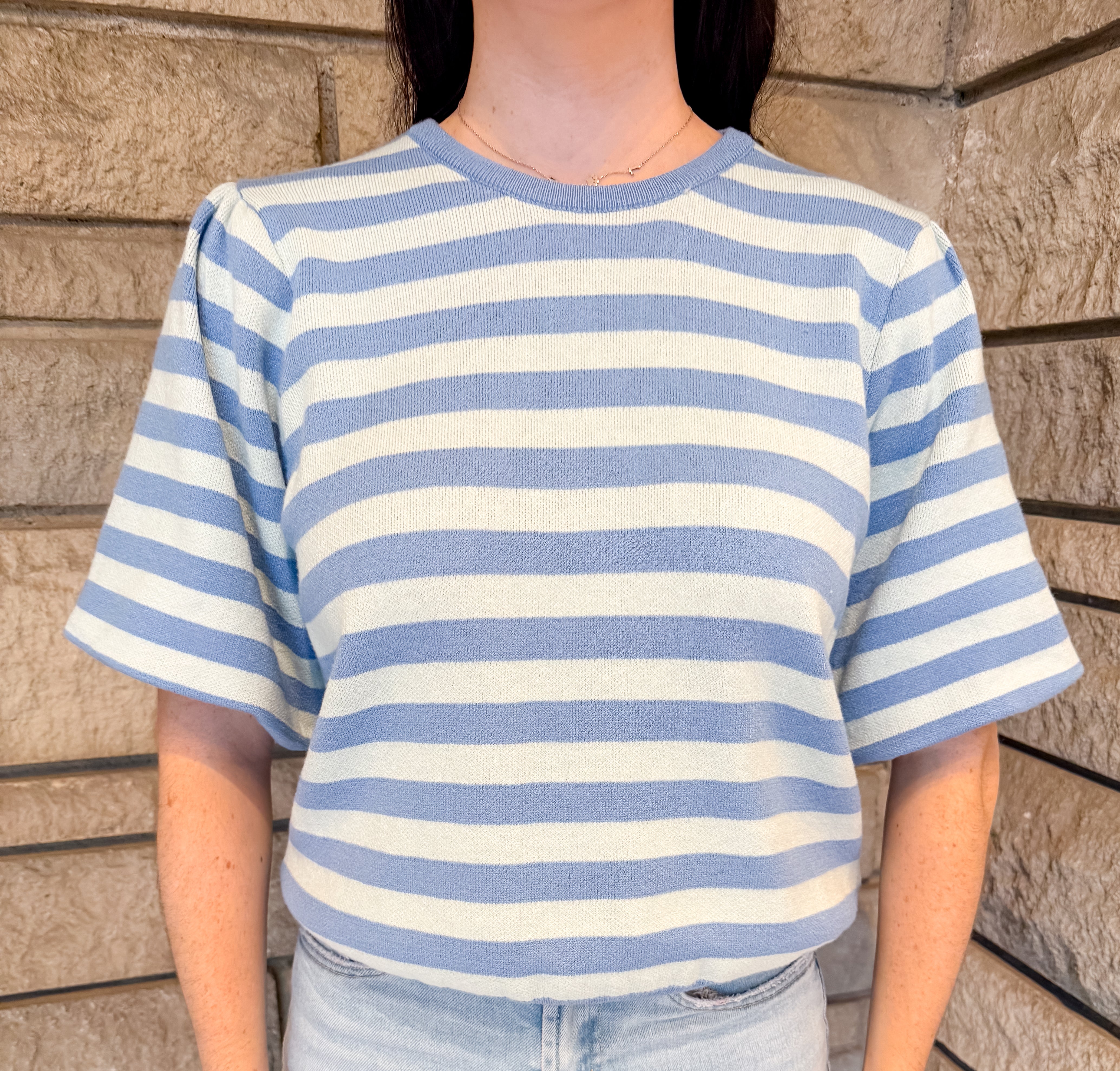 Sienna Striped Bubble Sleeve Sweater