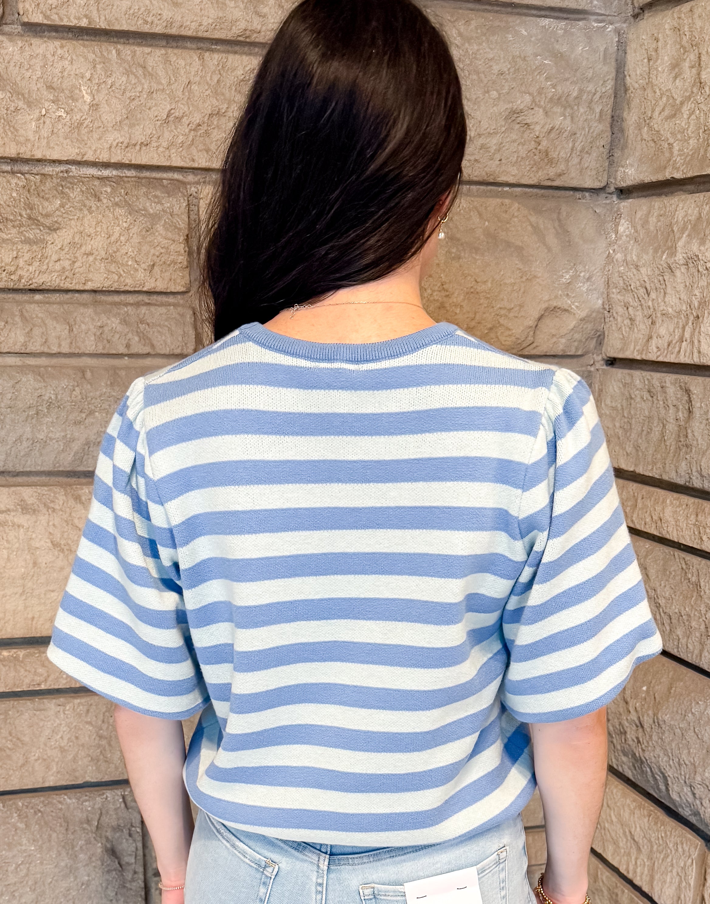 Sienna Striped Bubble Sleeve Sweater