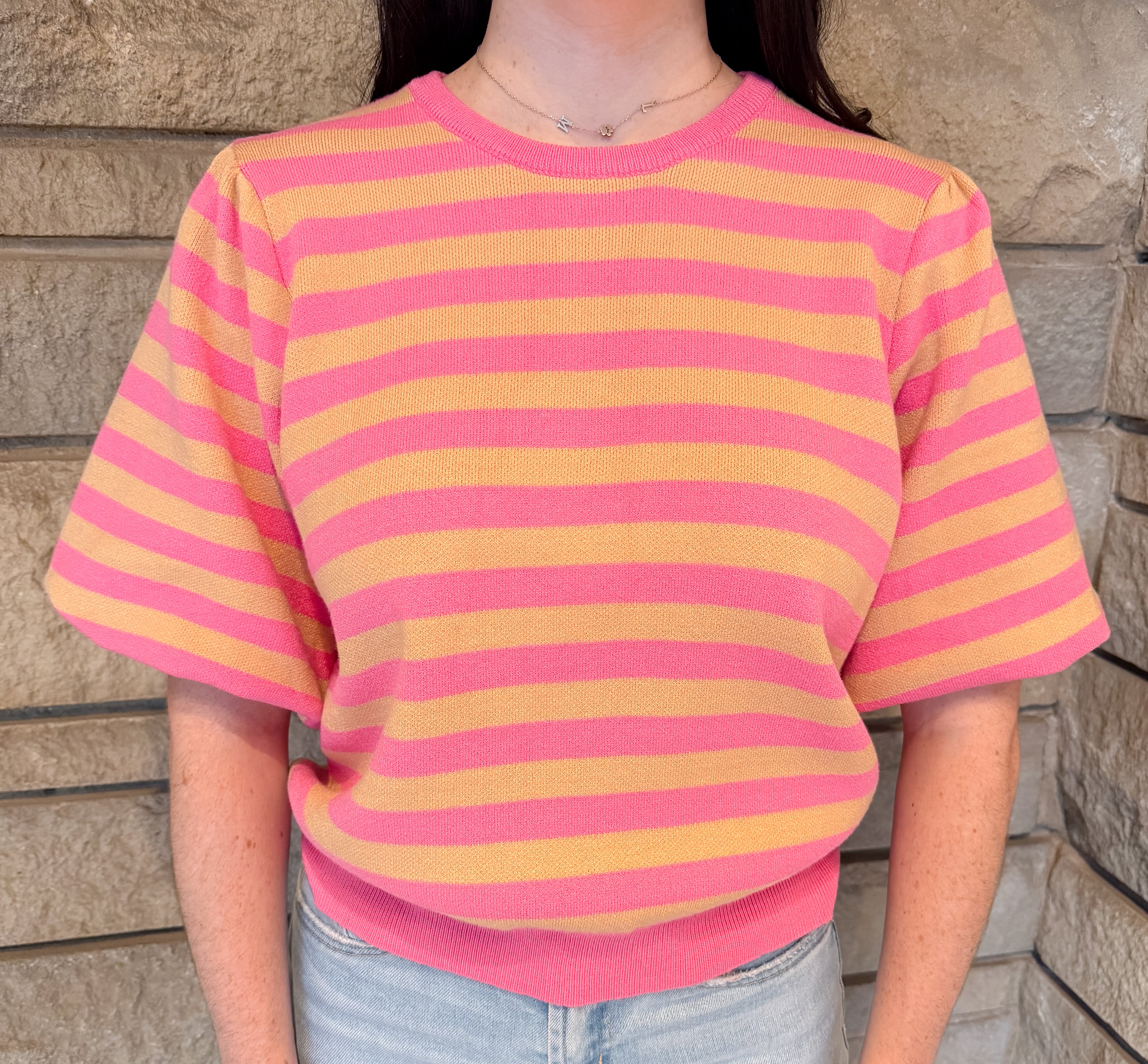 Sienna Striped Bubble Sleeve Sweater