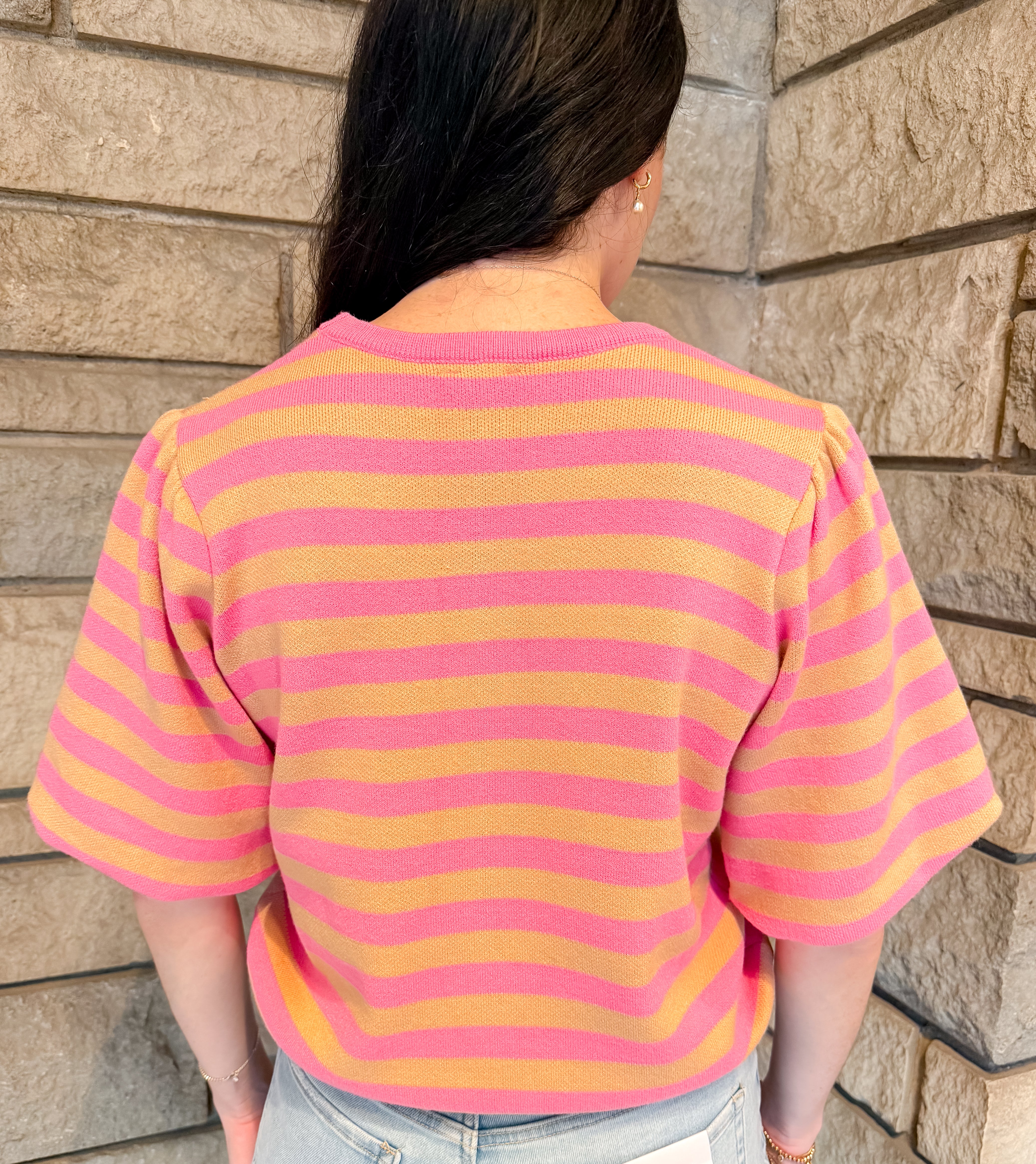 Sienna Striped Bubble Sleeve Sweater