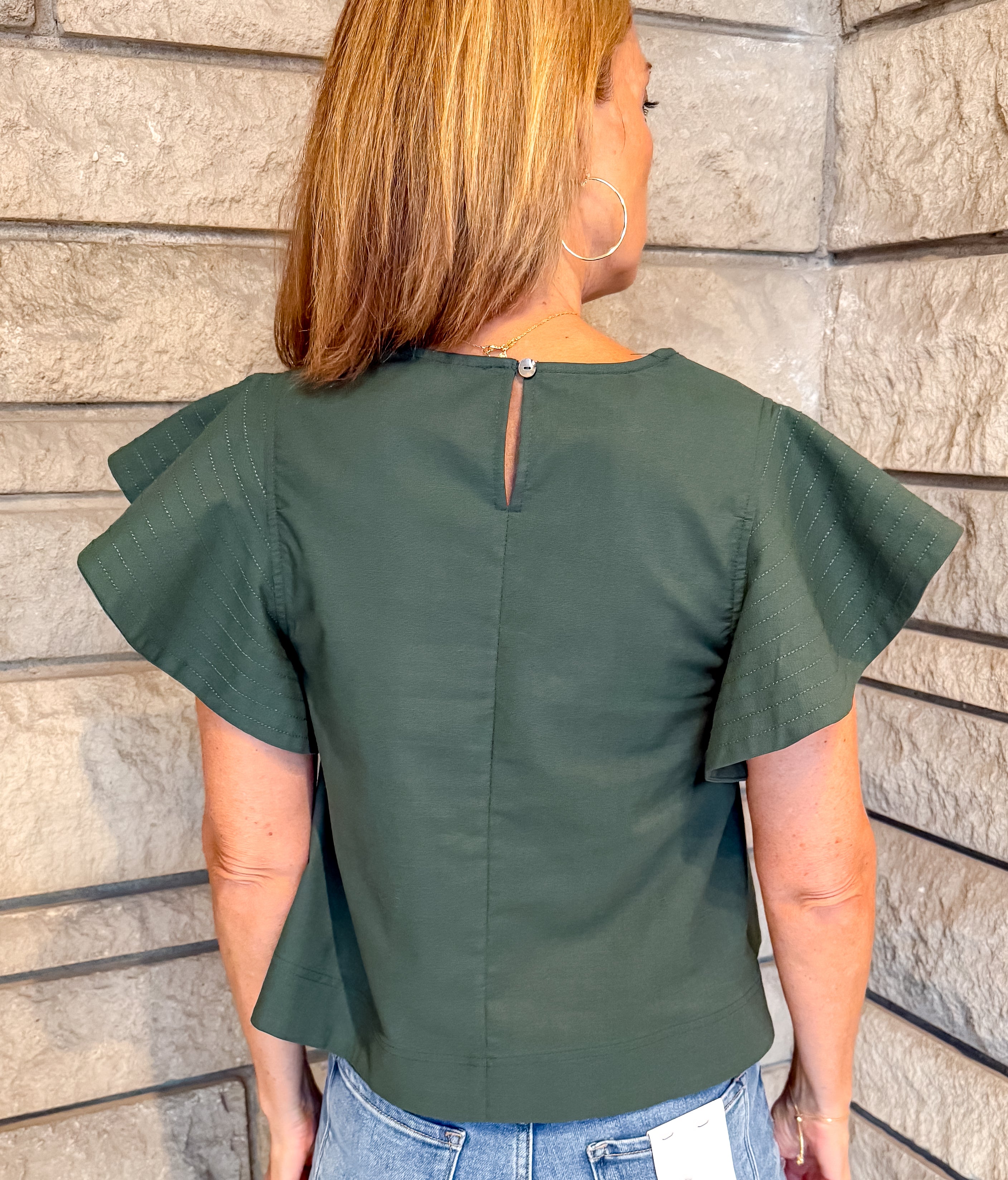 Hazel Stitch Trim Flutter Top